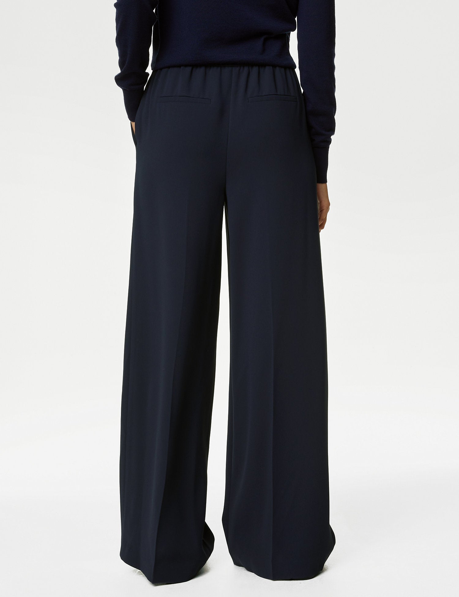 Crepe Drawstring Wide Leg Trousers