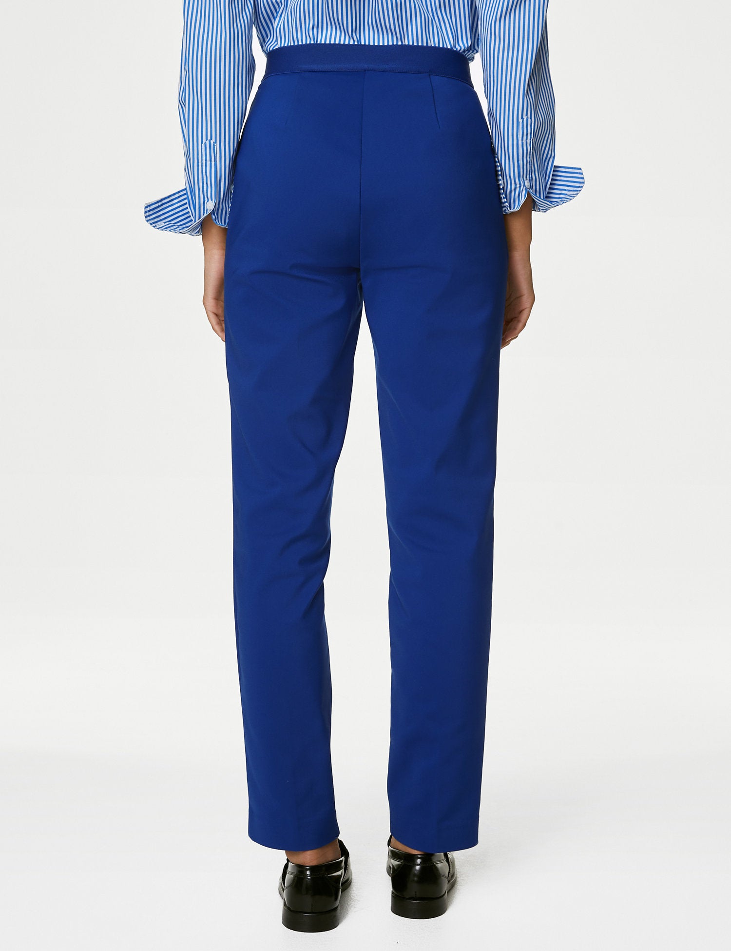 Cotton Blend Slim Fit Ankle Grazer Trousers