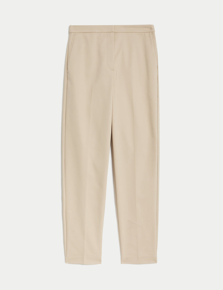 Cotton Blend Slim Fit Ankle Grazer Trousers
