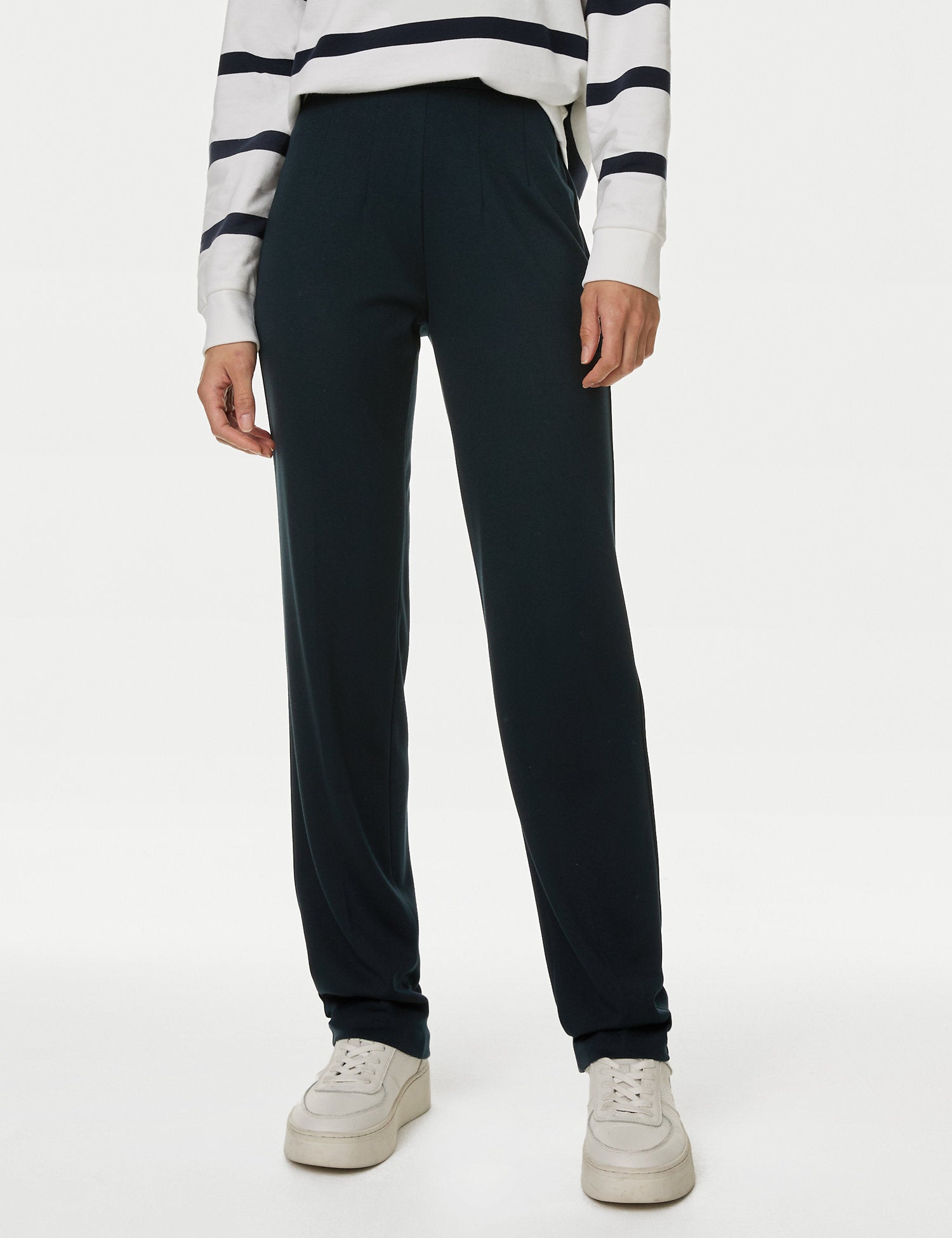 Jersey Straight Leg Trousers with Stretch