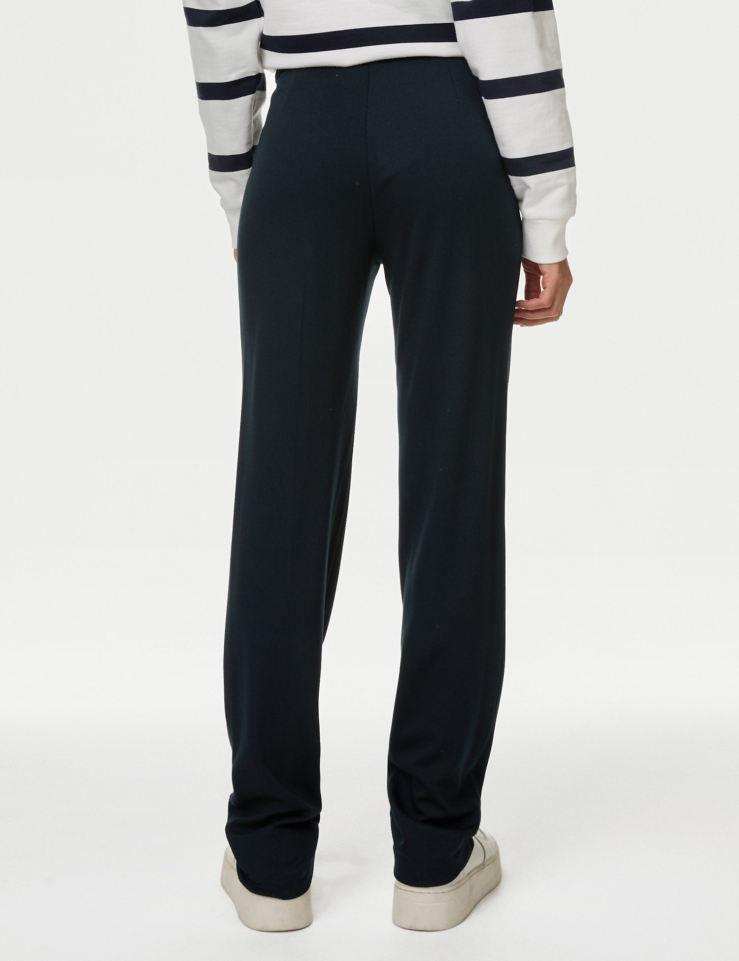 Jersey Straight Leg Trousers with Stretch