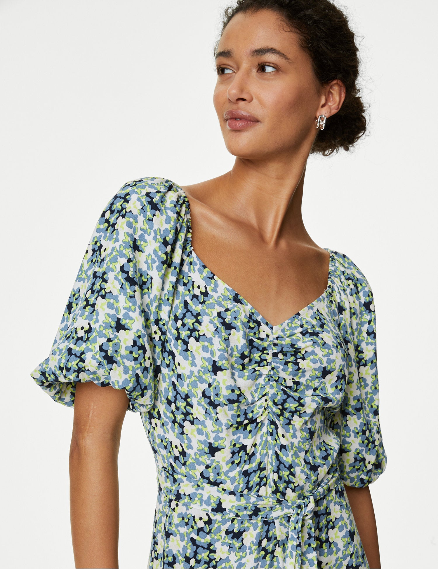 Floral V-Neck Midaxi Tea Dress