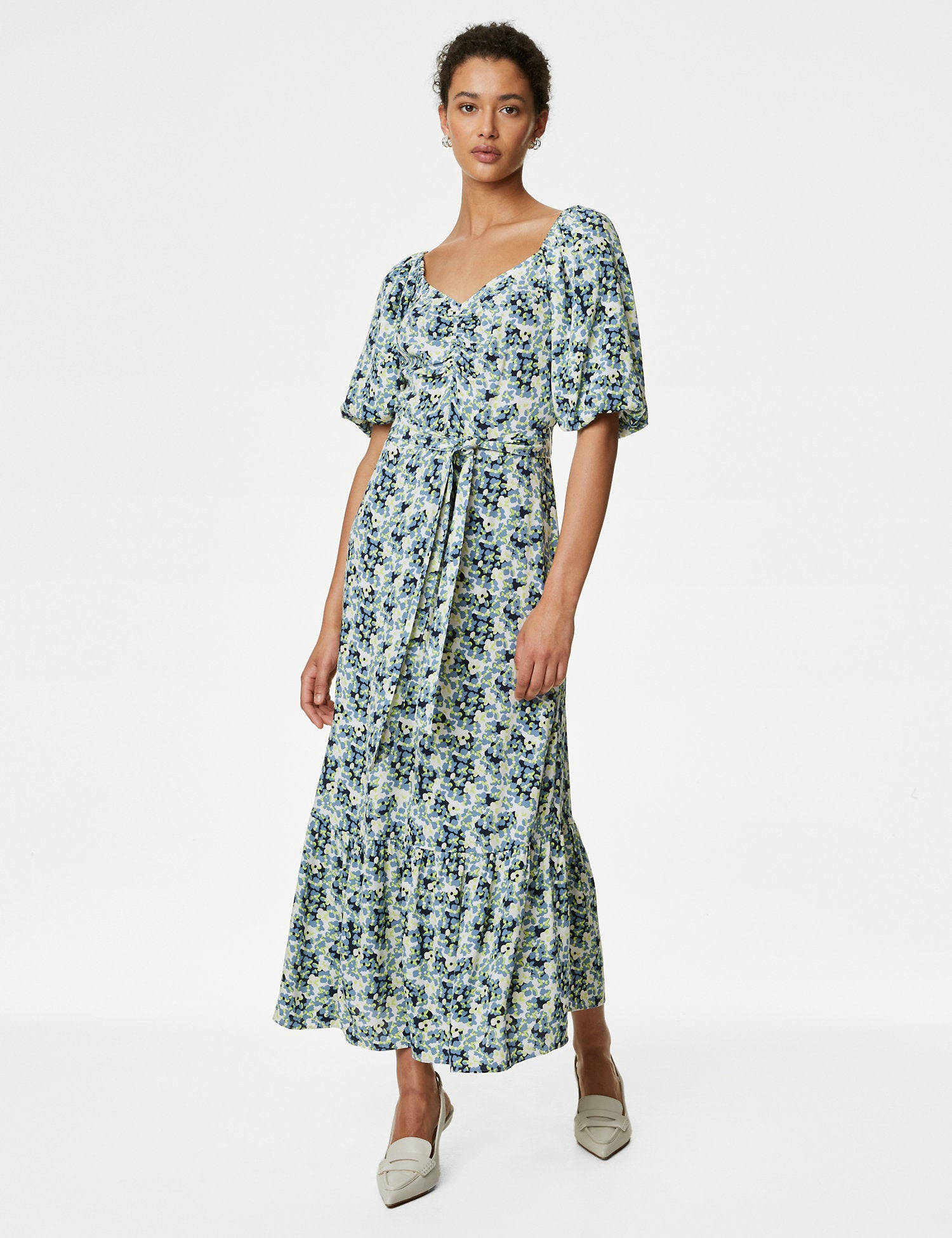Floral V-Neck Midaxi Tea Dress