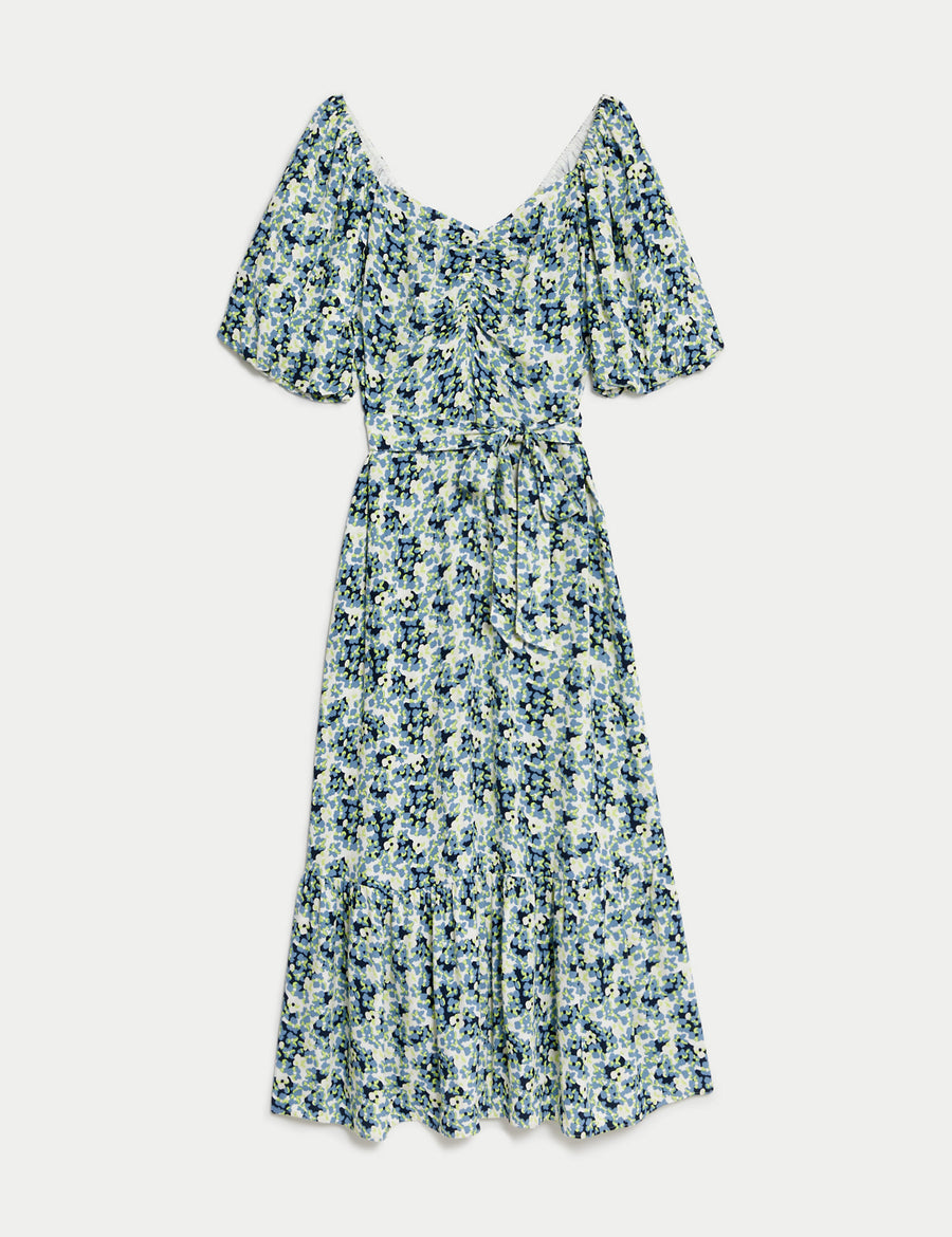 Floral V-Neck Midaxi Tea Dress