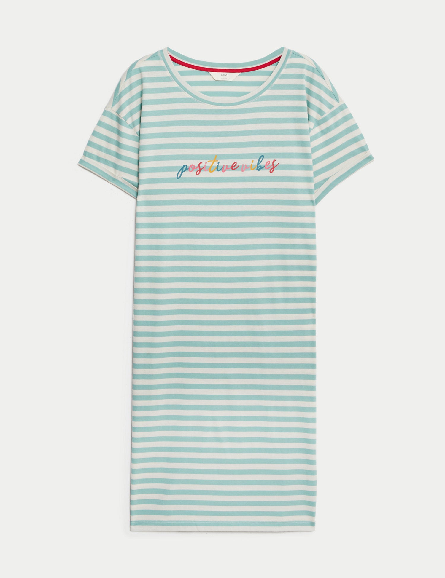 Pure Cotton Positive Vibes Slogan Nightdress