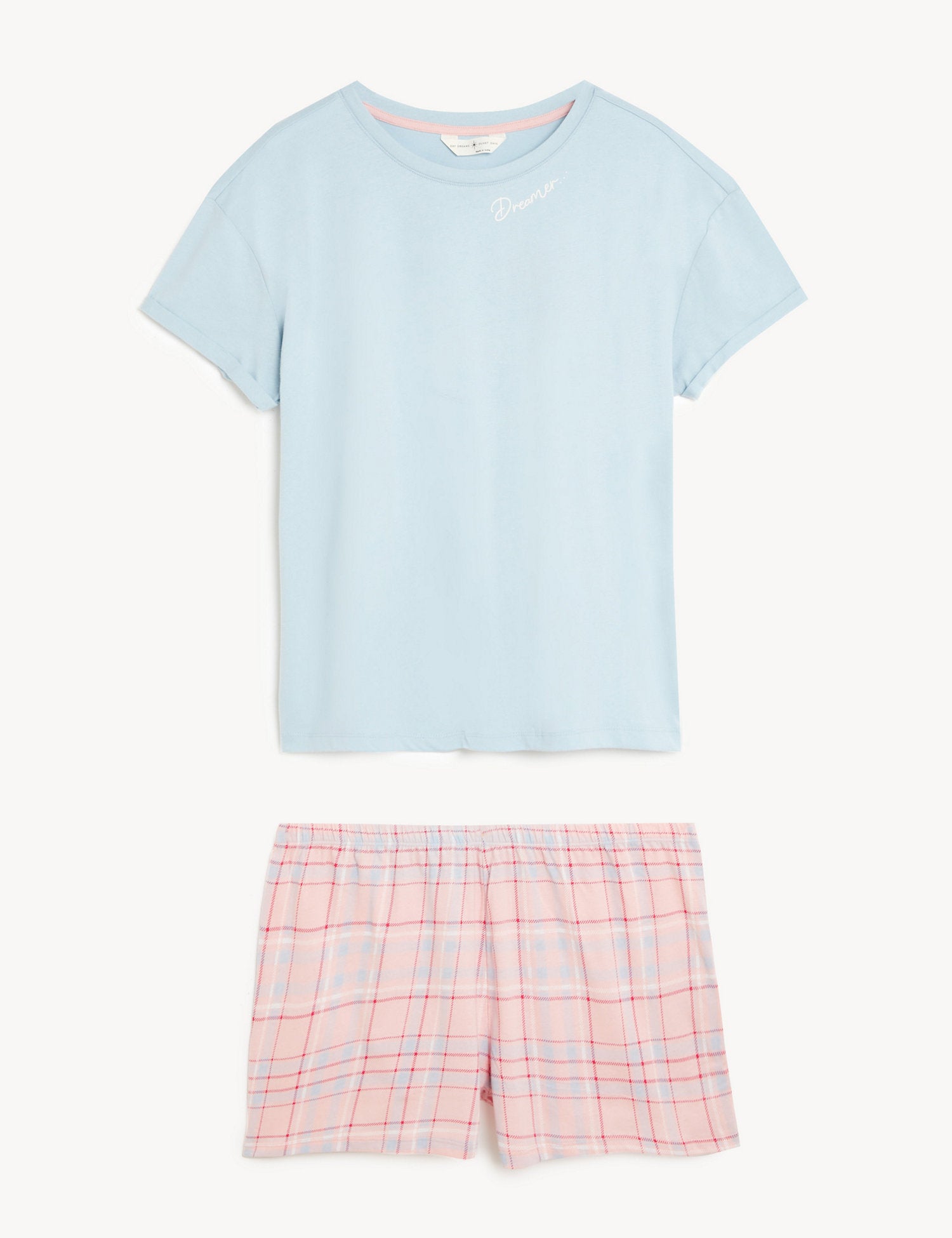 Pure Cotton Checked Shortie Set