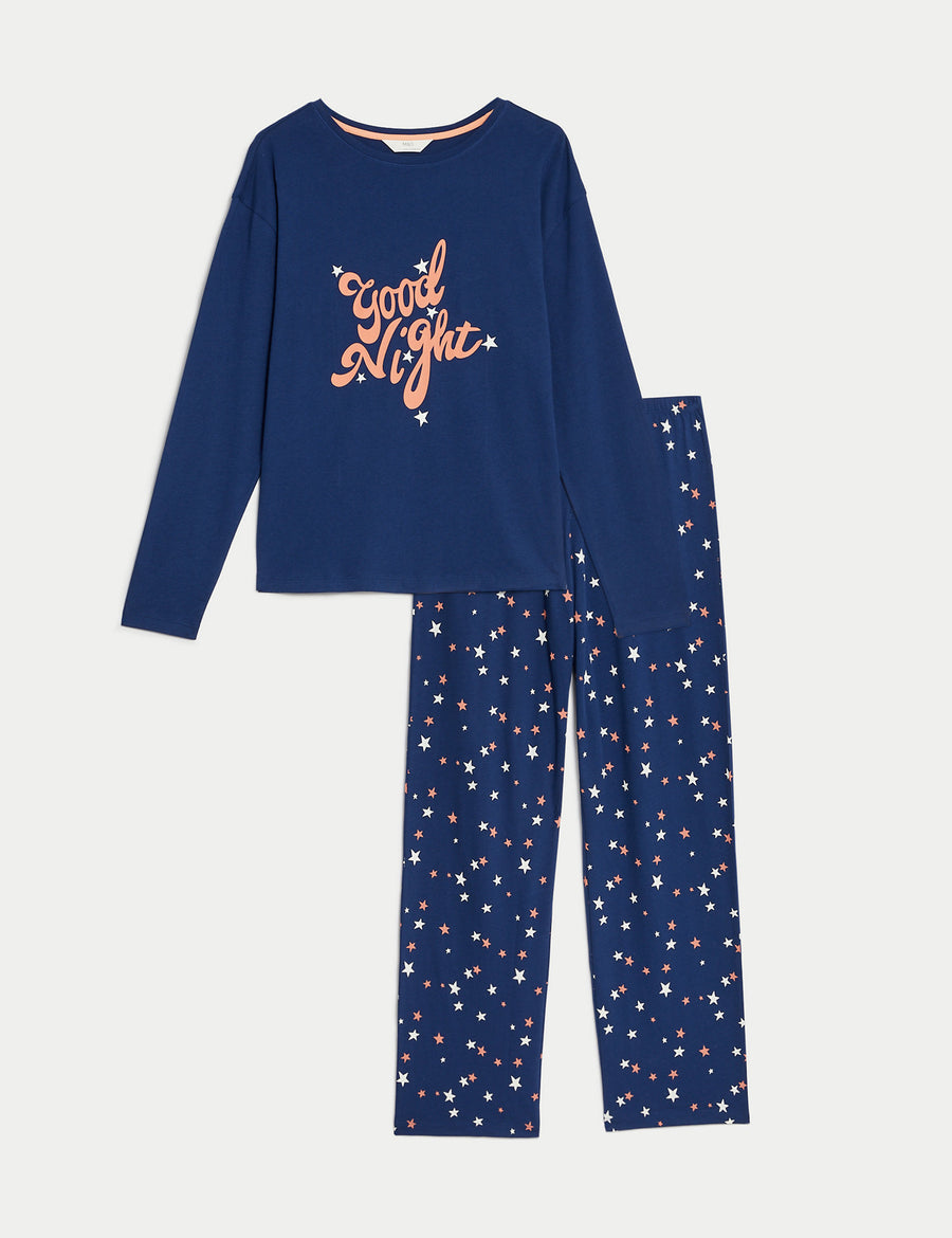 Pure Cotton Good Night Slogan Pyjama Set