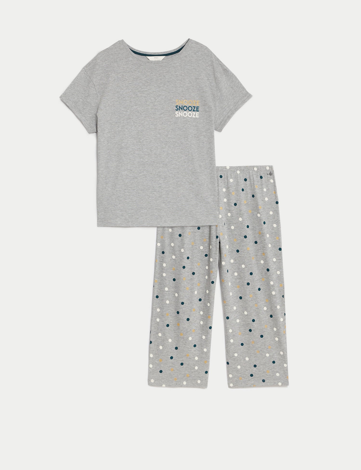 Cotton Rich Polka Dot Cropped Pyjama Set