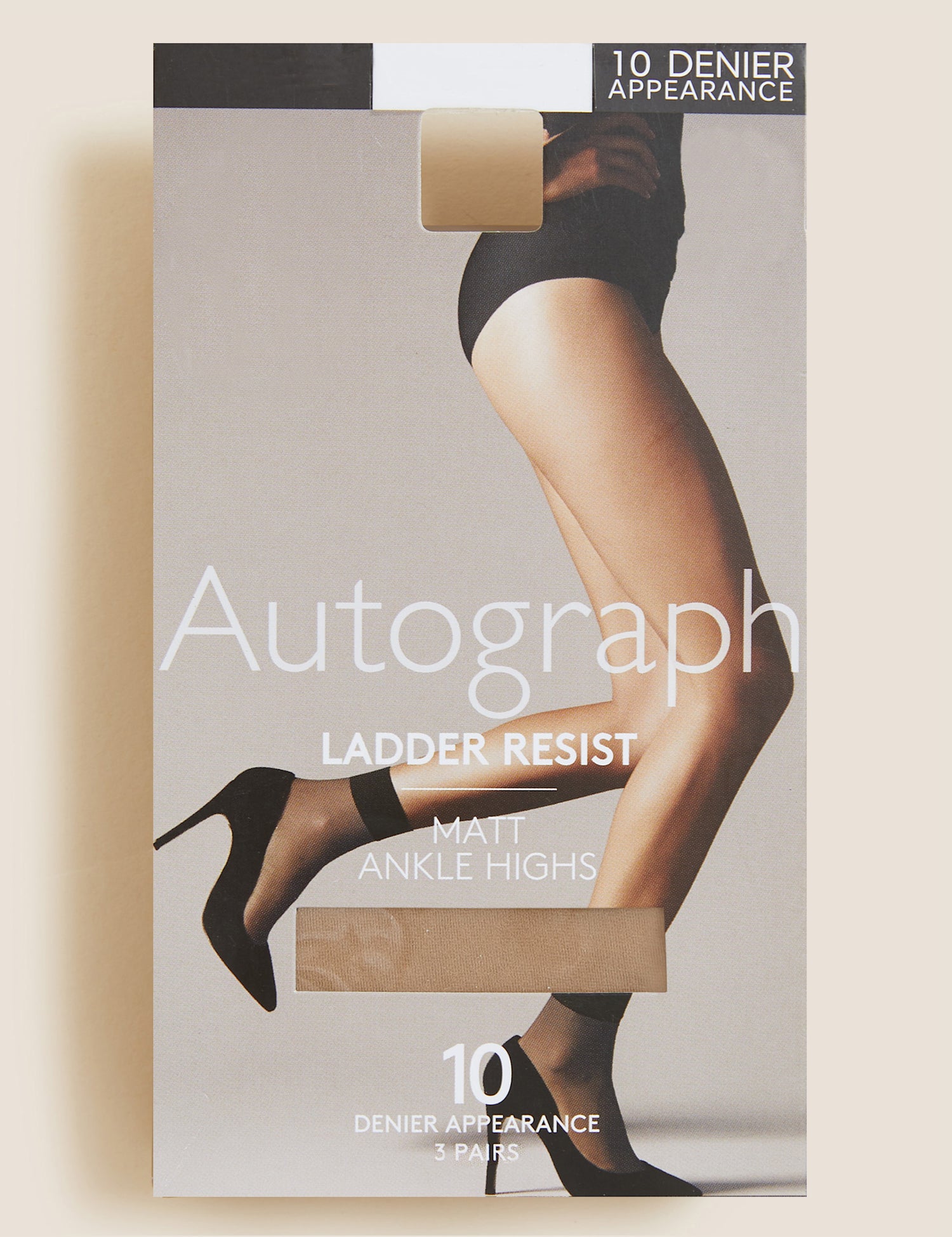 3pk 10 Denier Ladder Resist Matt Ankle Highs