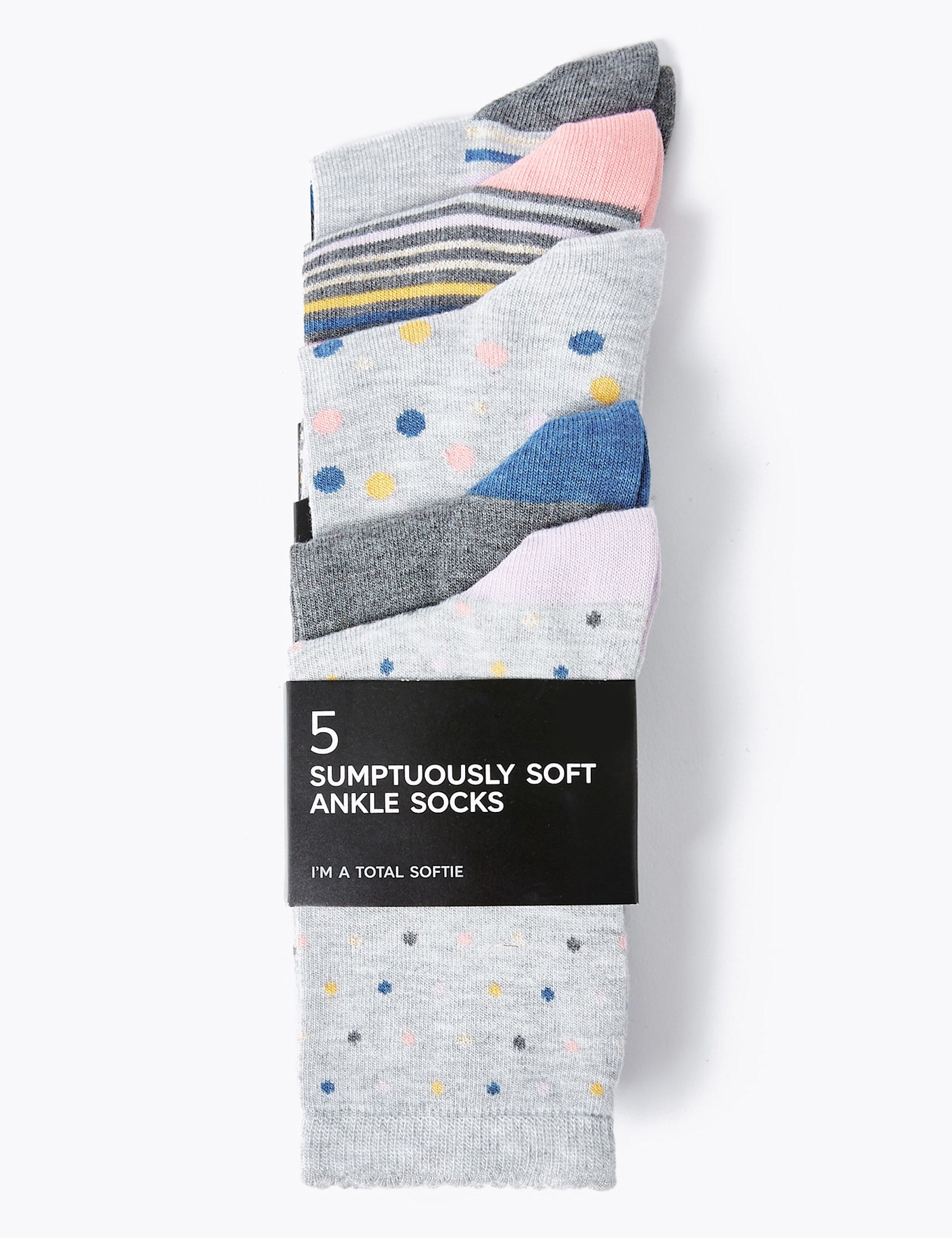 5 Pair Pack Sumptuously Soft Ankle Socks