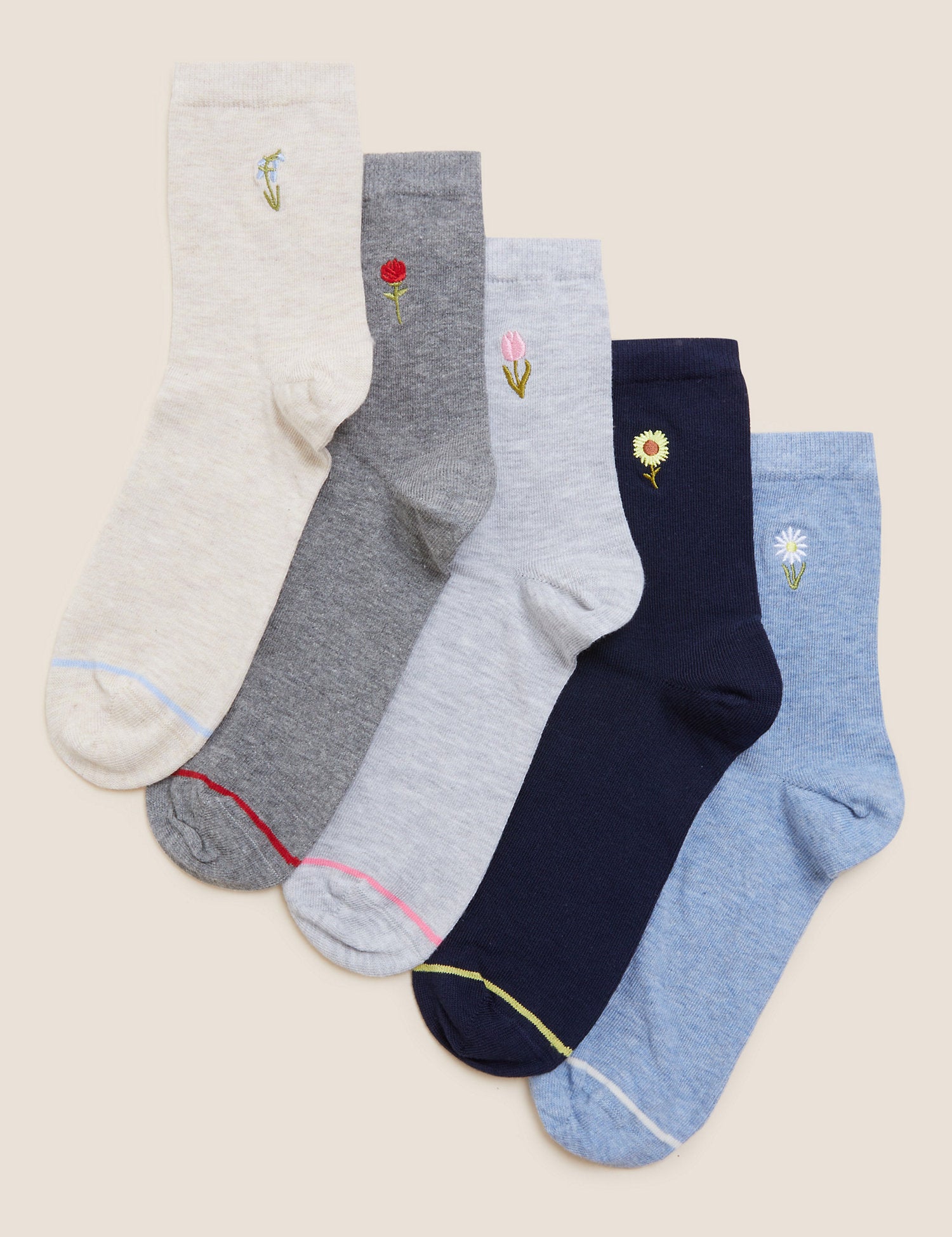 5pk Cotton Blend Seamless Ankle High Socks