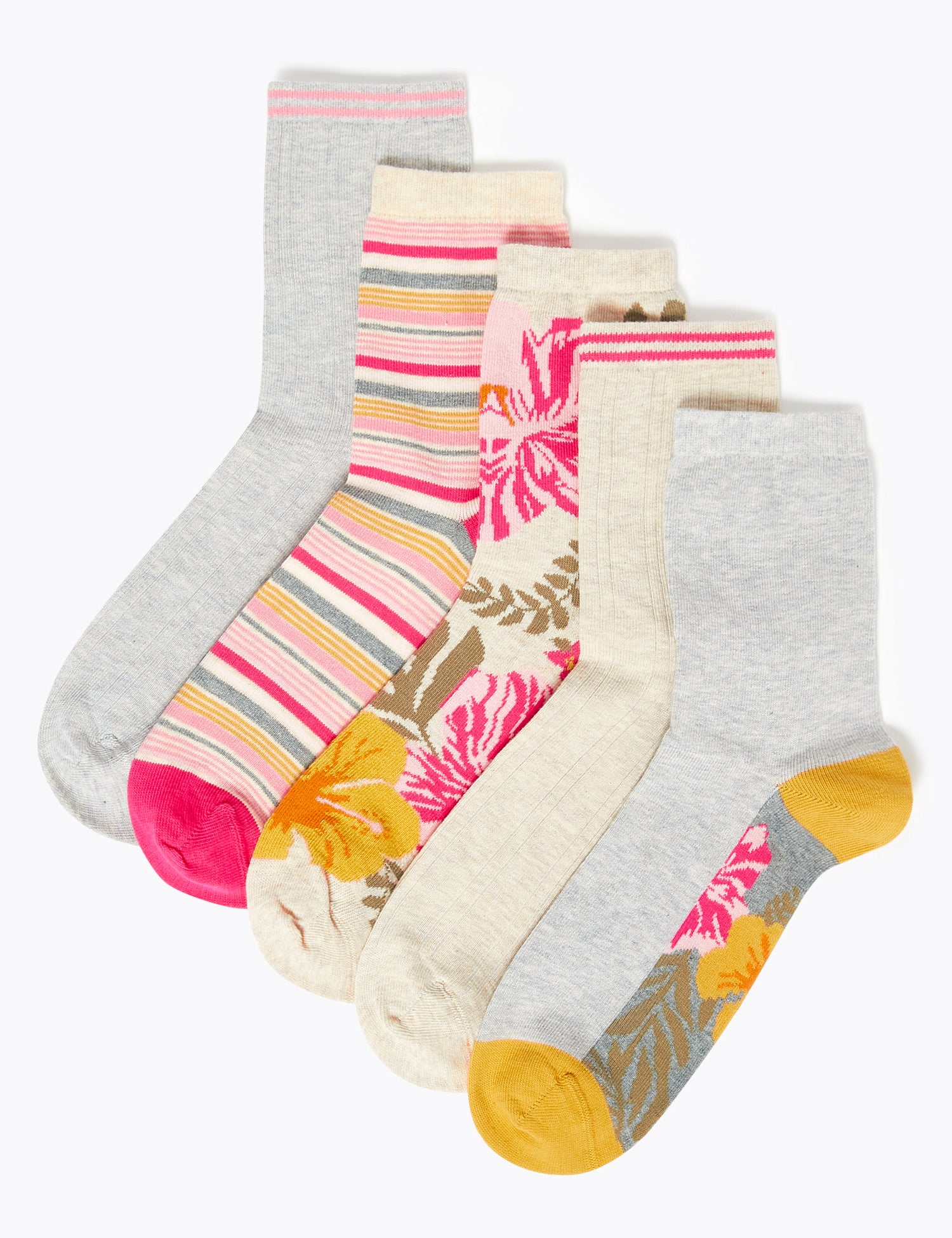 5pk Cotton Seamfree Ankle High Socks