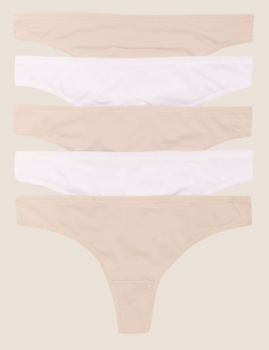 5pk No VPL Microfibre Low Rise Thongs