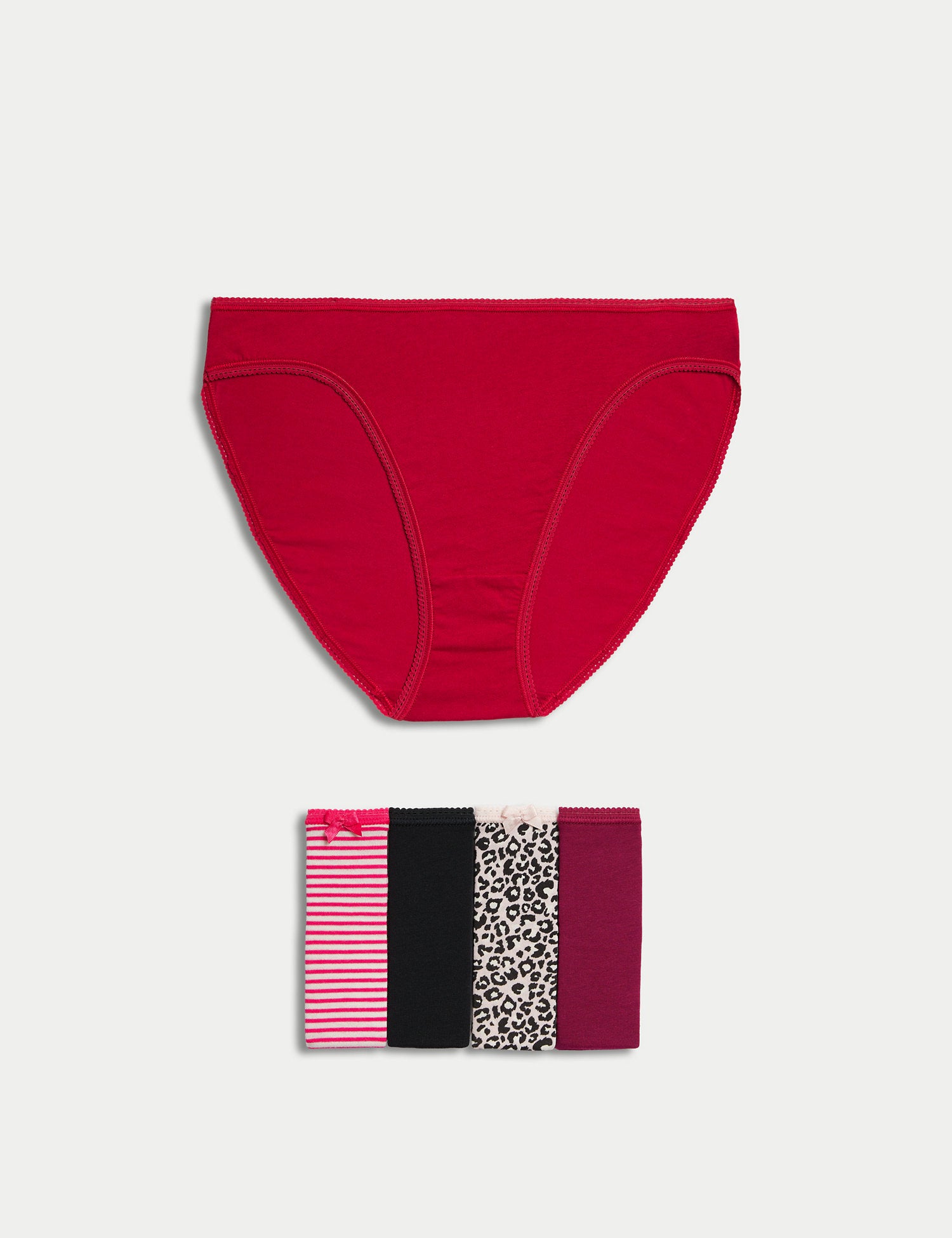 5pk Cotton Lycra High Leg Knickers