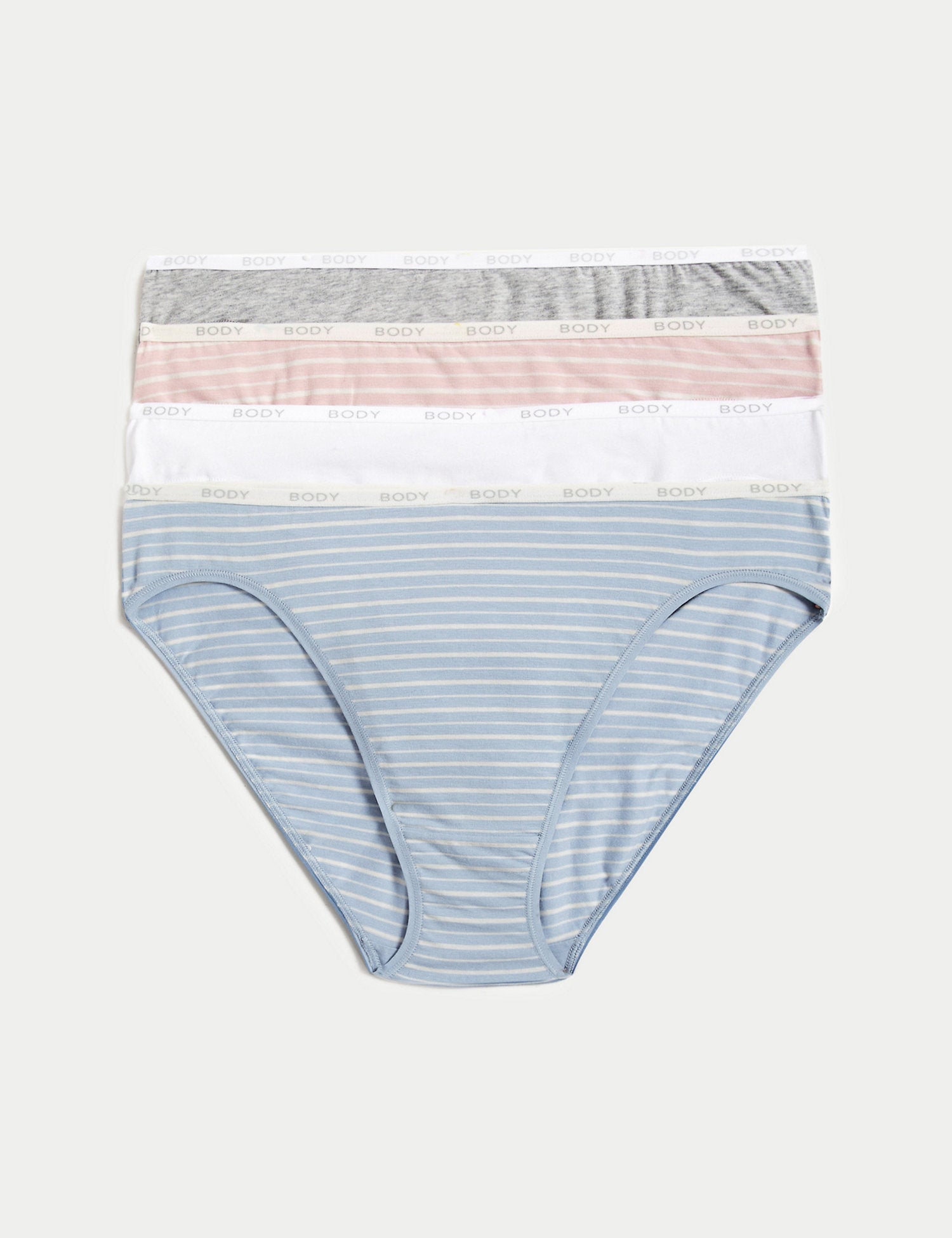 4pk Cotton Rich High Waisted High Leg Knickers