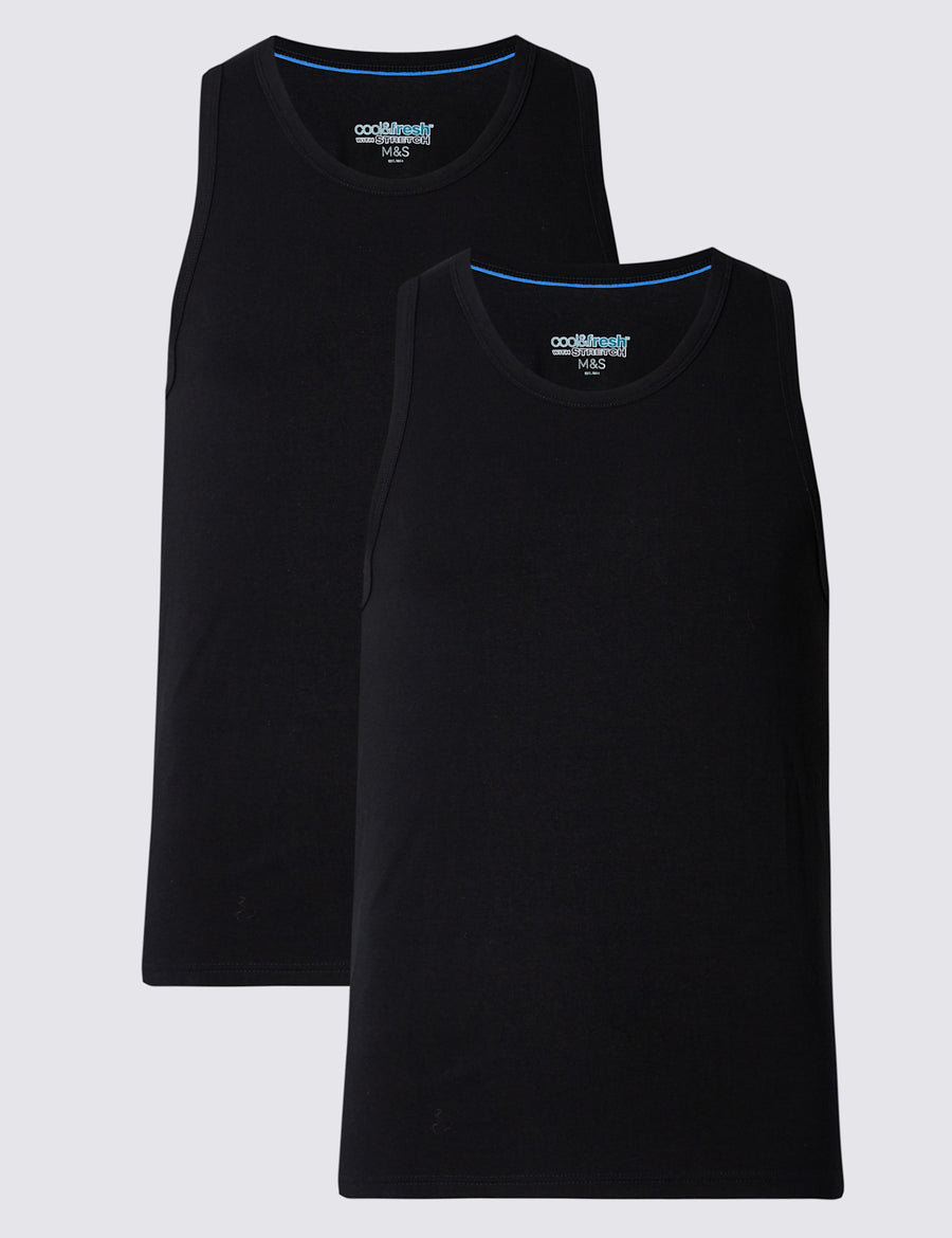 2 Pack Cotton Rich Cool & Fresh™ Stretch Vests