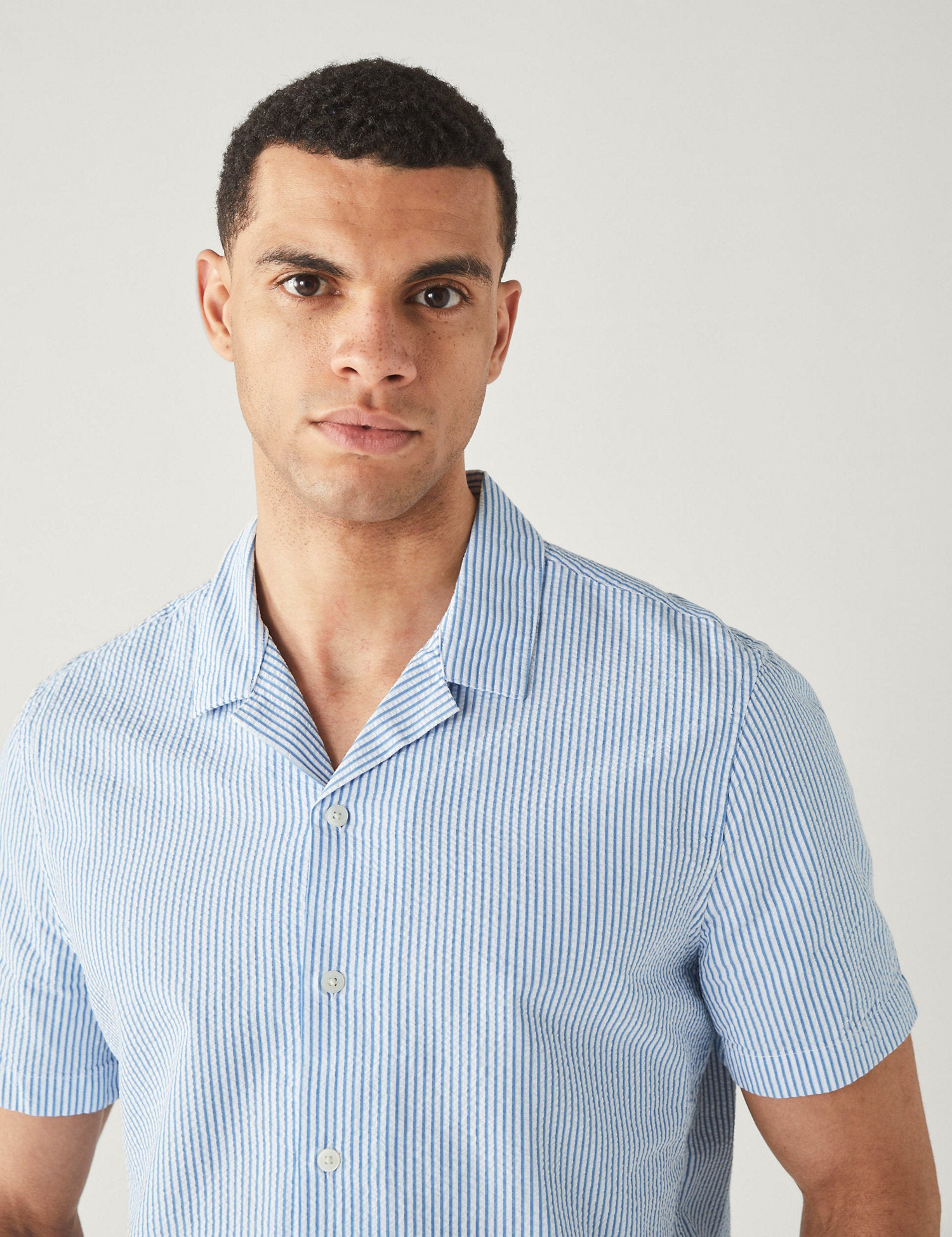 Pure Cotton Striped Revere Shirt