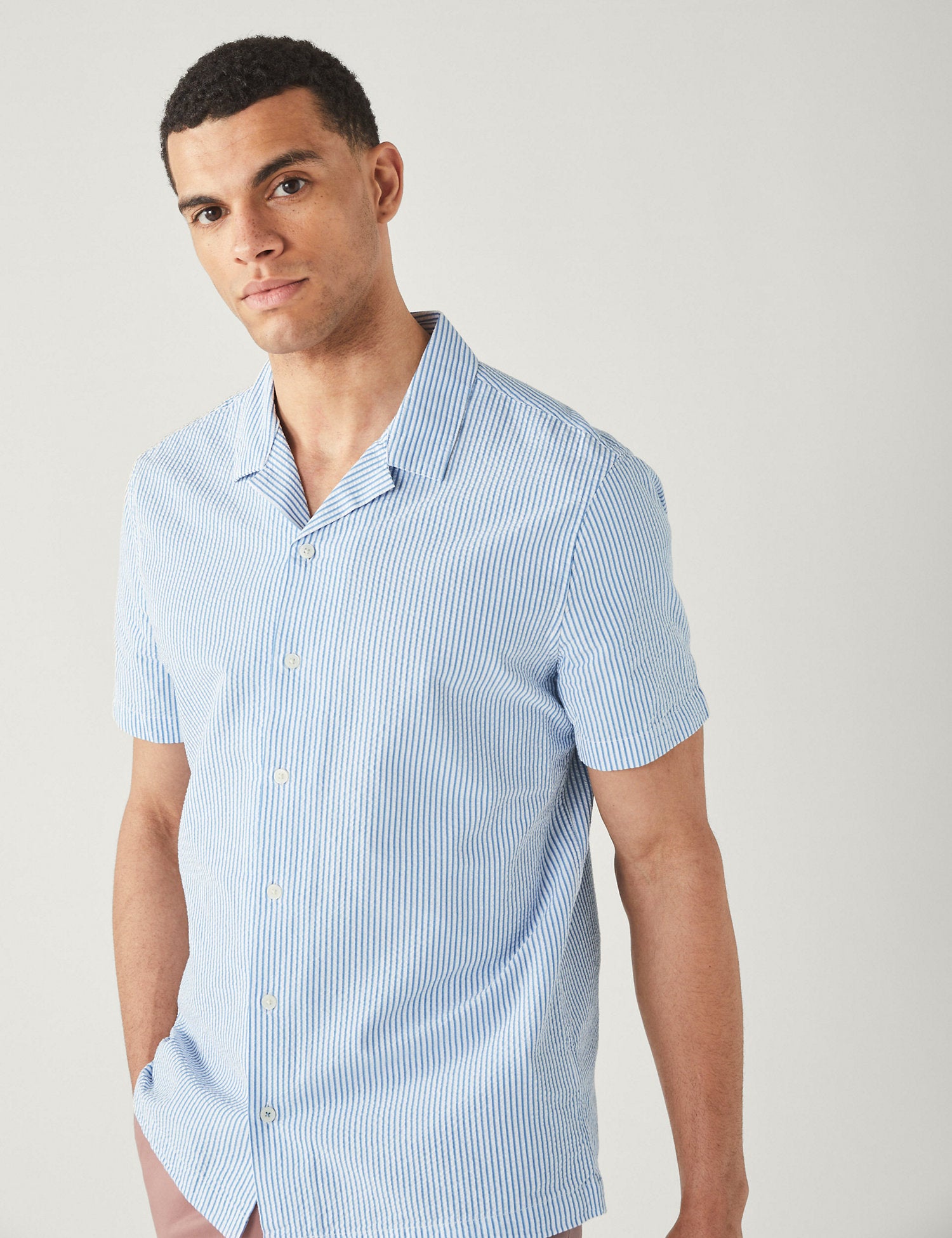 Pure Cotton Striped Revere Shirt