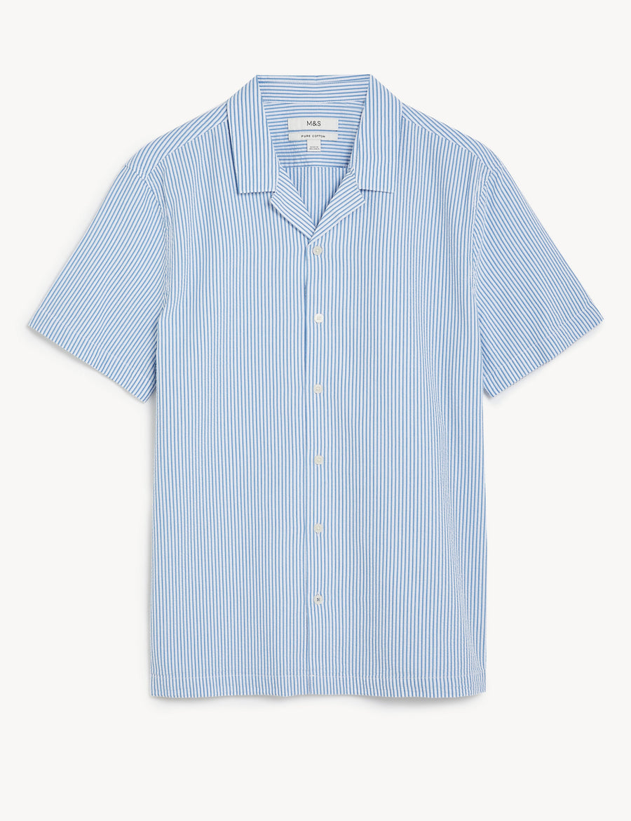 Pure Cotton Striped Revere Shirt