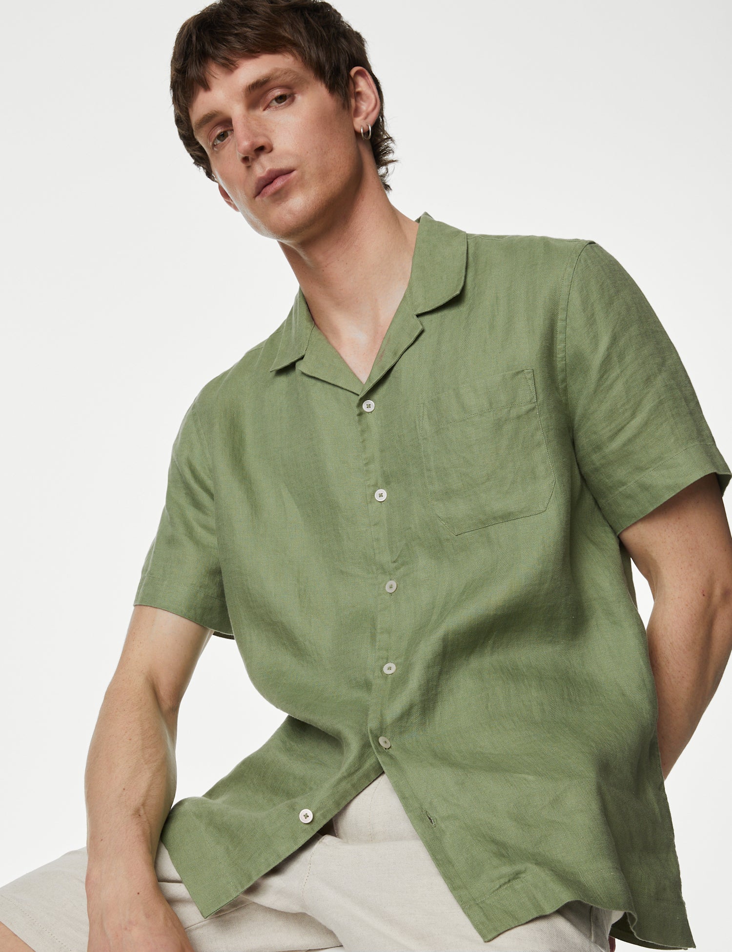 Pure Linen Cuban Collar Shirt