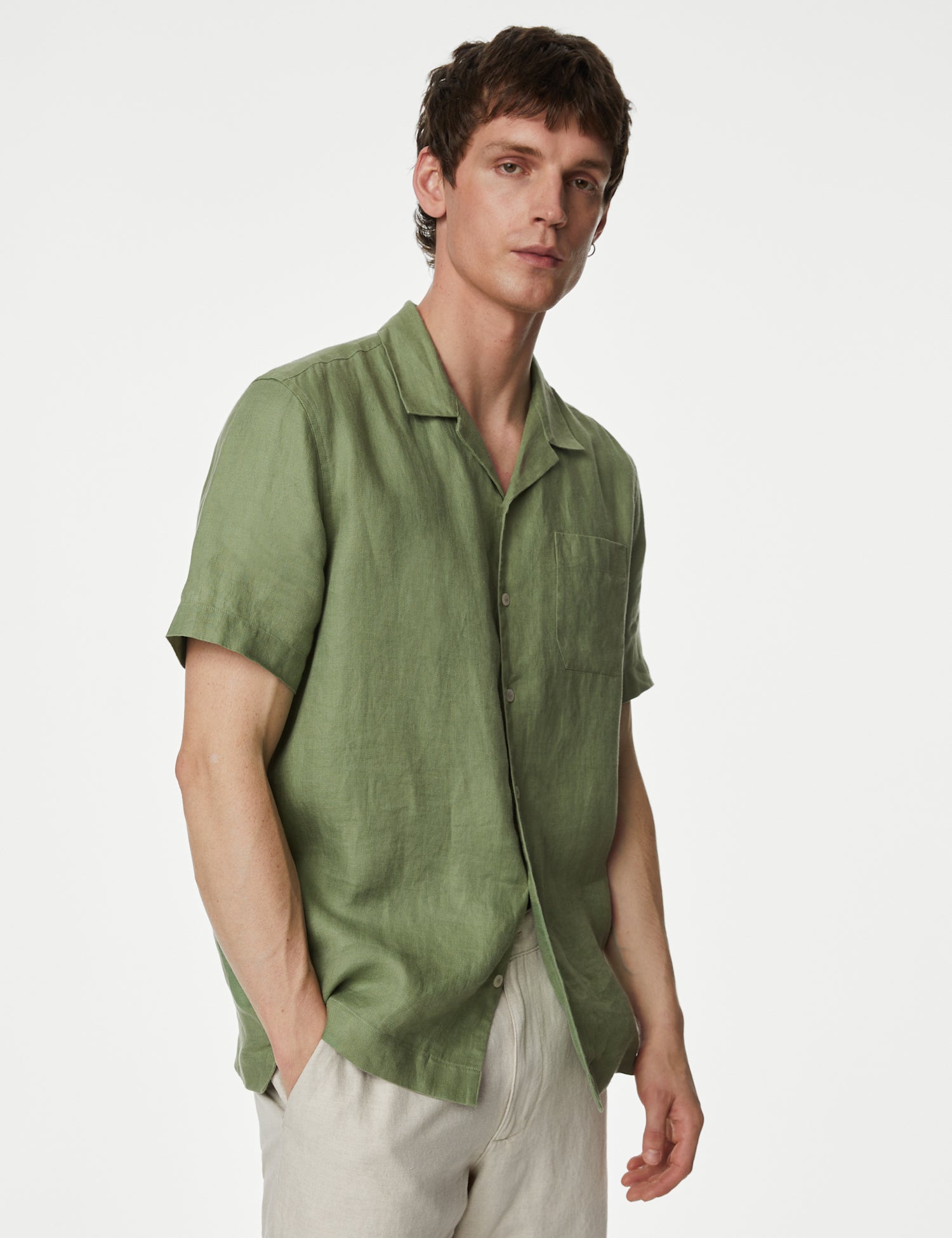 Pure Linen Cuban Collar Shirt