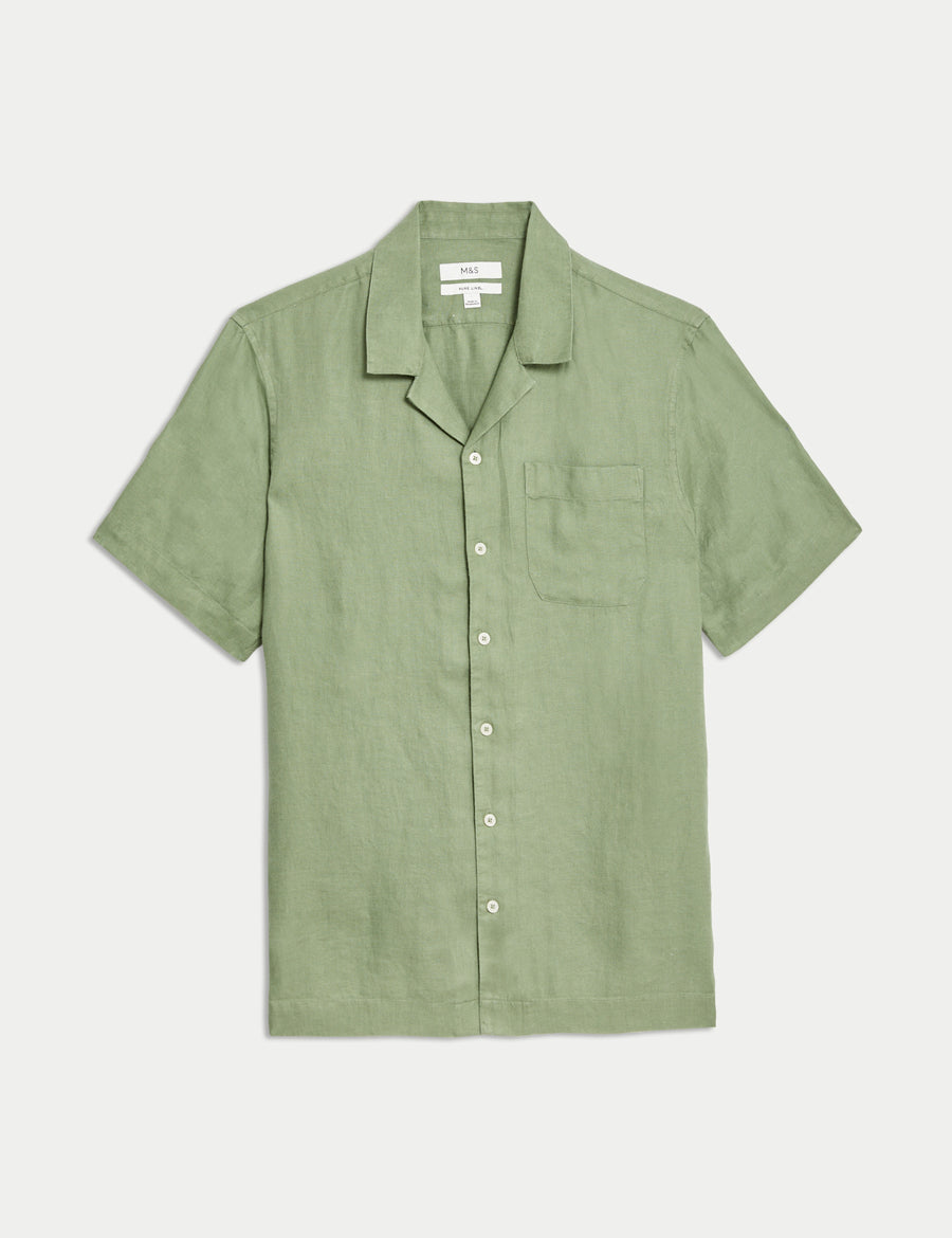 Pure Linen Cuban Collar Shirt