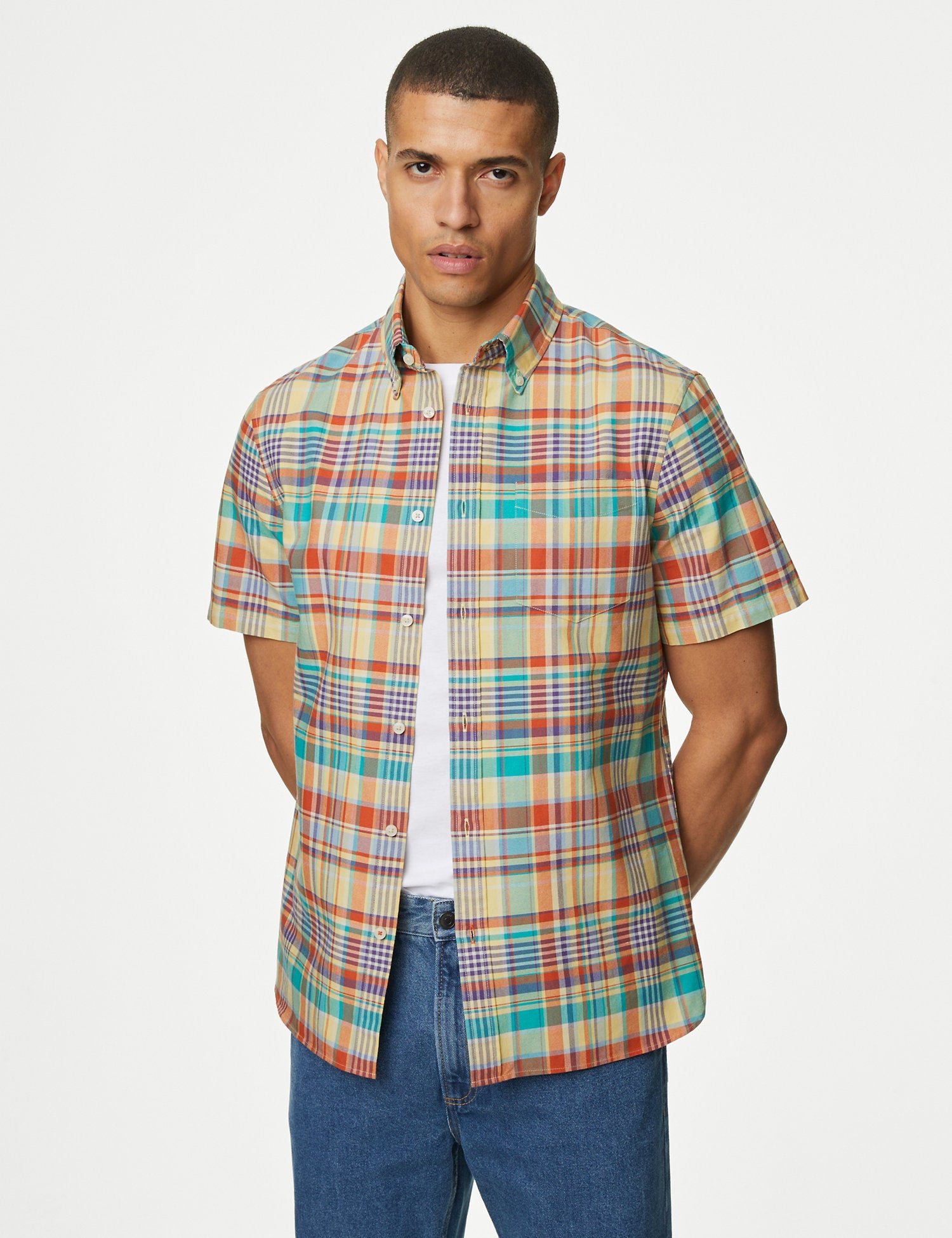 Easy Iron Pure Cotton Check Oxford Shirt
