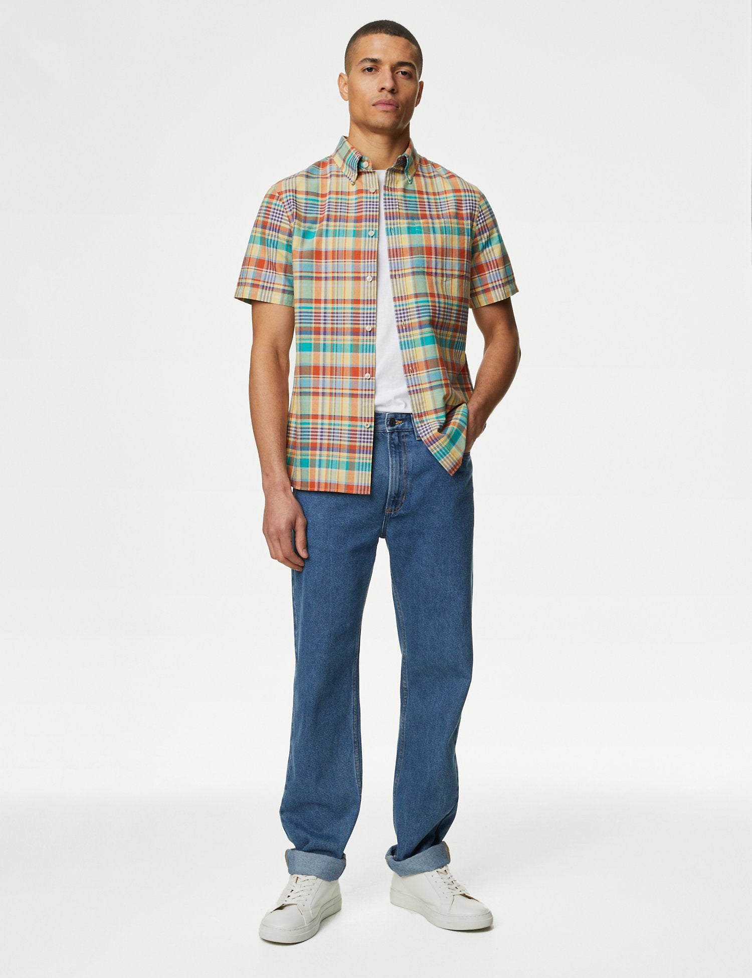 Easy Iron Pure Cotton Check Oxford Shirt