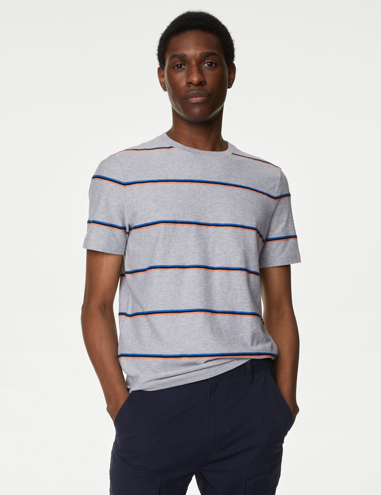 Pure Cotton Textured Striped T-Shirt