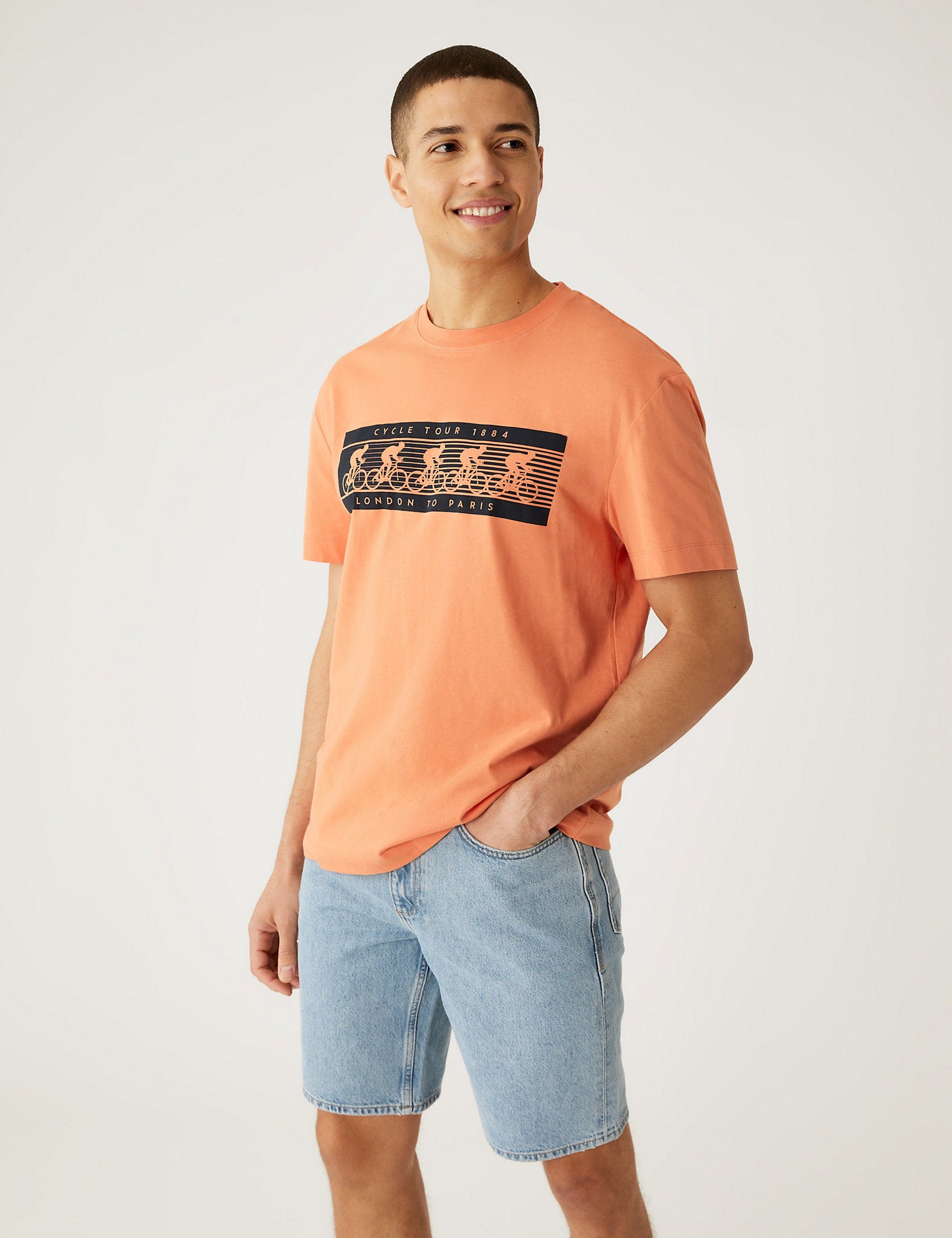 Relaxed Fit Pure Cotton Bike Graphic T-Shirt