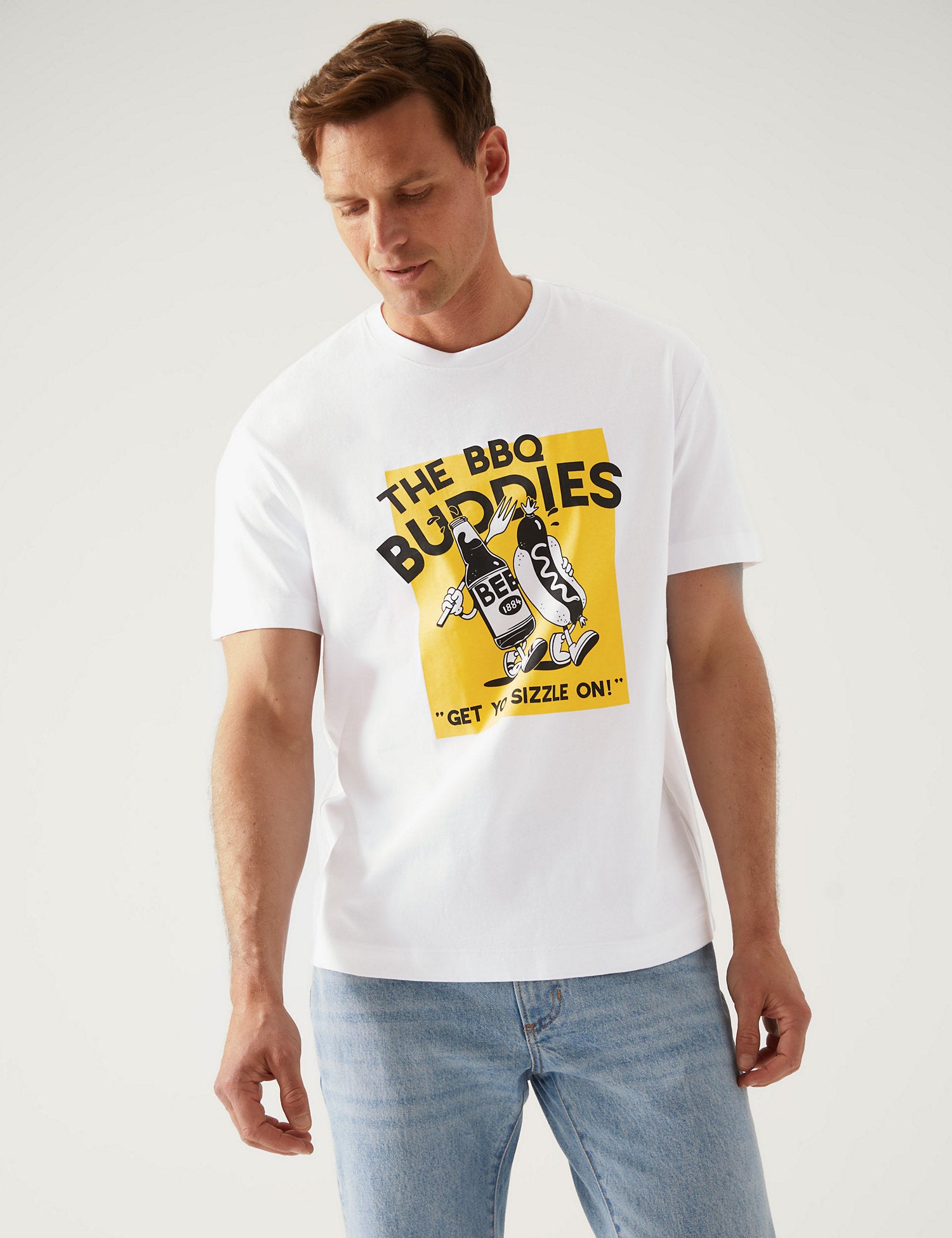 Relaxed Fit Pure Cotton BBQ Graphic T-Shirt
