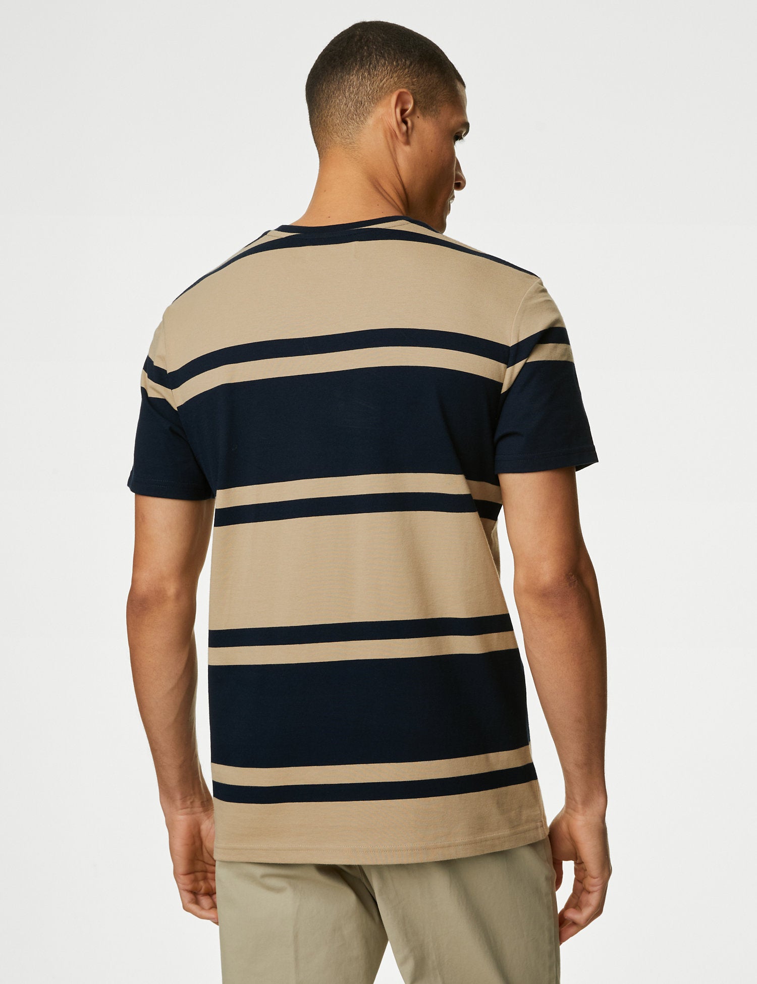 Pure Cotton Colour Block Striped T-Shirt