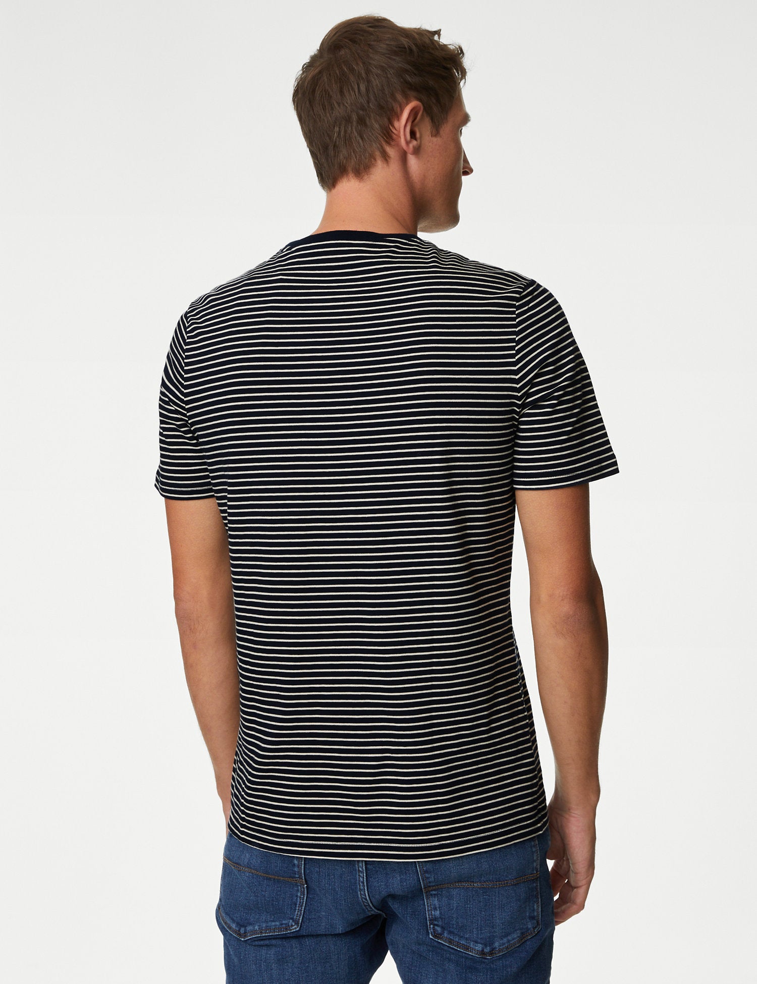 Pure Cotton Striped Crew Neck T-Shirt