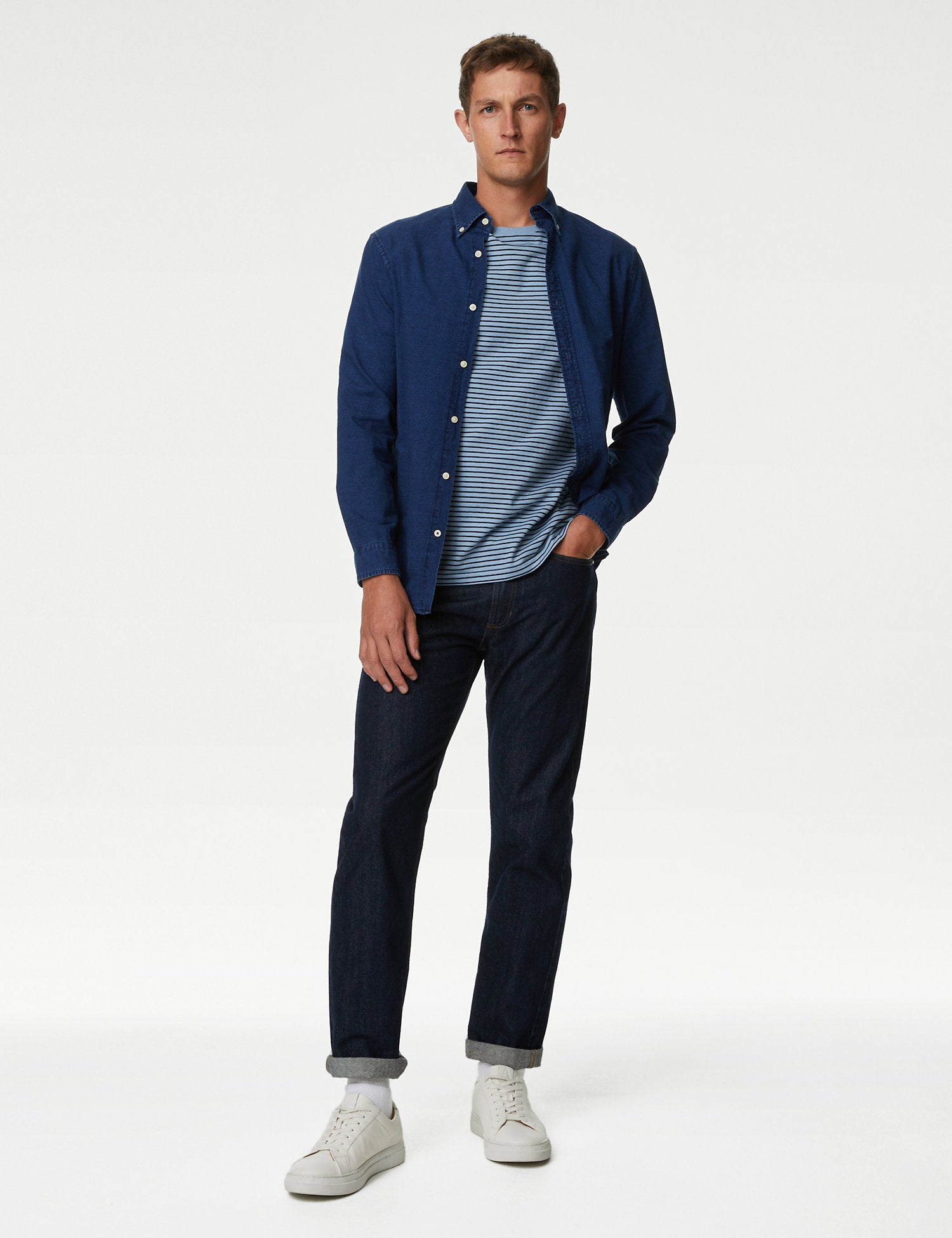 Pure Cotton Striped Crew Neck T-Shirt