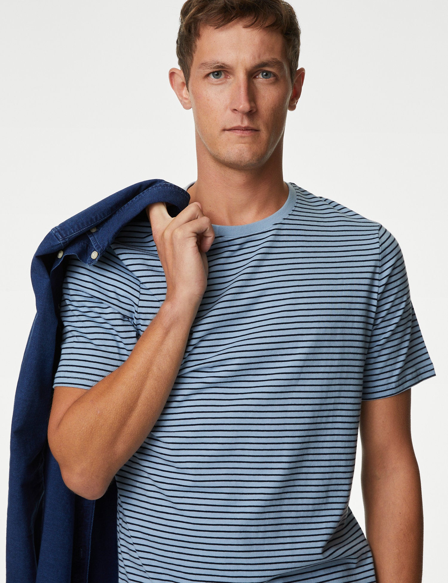 Pure Cotton Striped Crew Neck T-Shirt