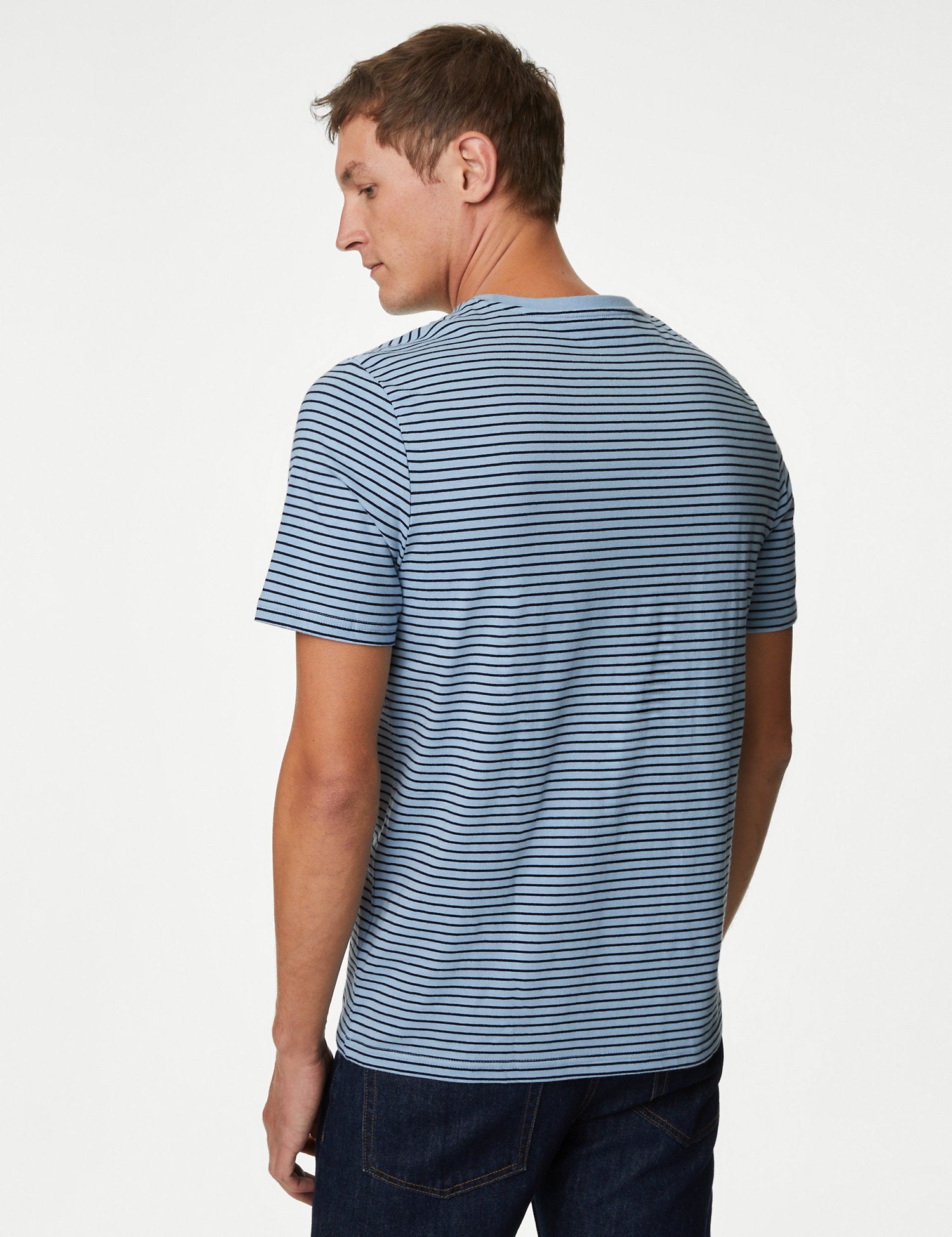Pure Cotton Striped Crew Neck T-Shirt