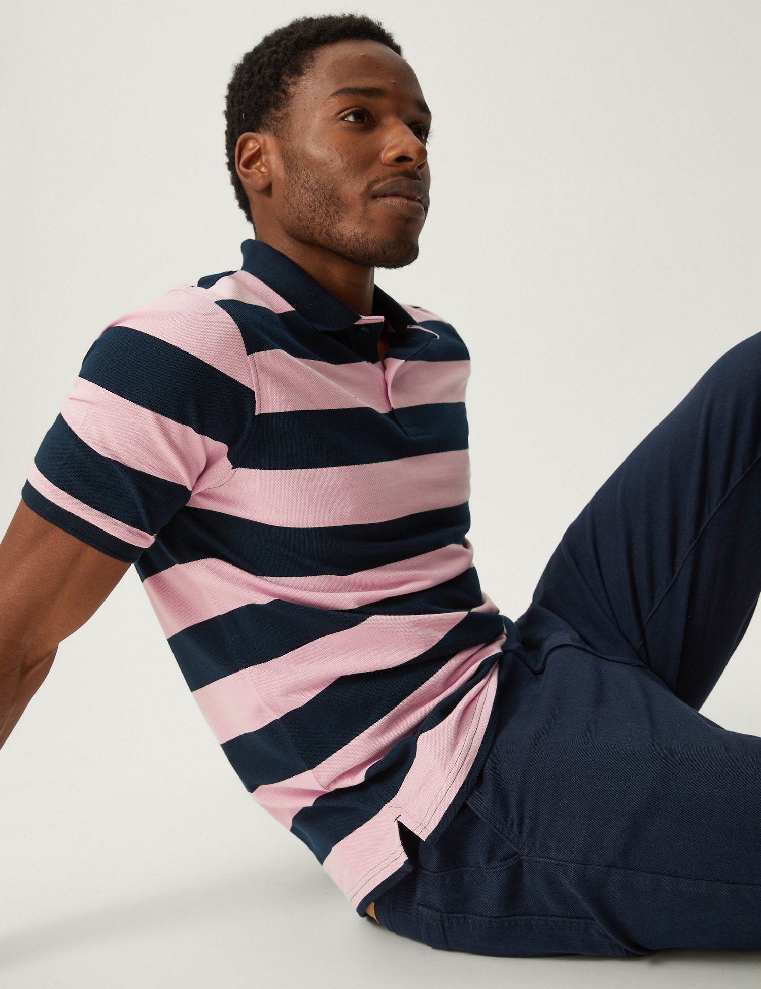 Pure Cotton Striped Polo Shirt