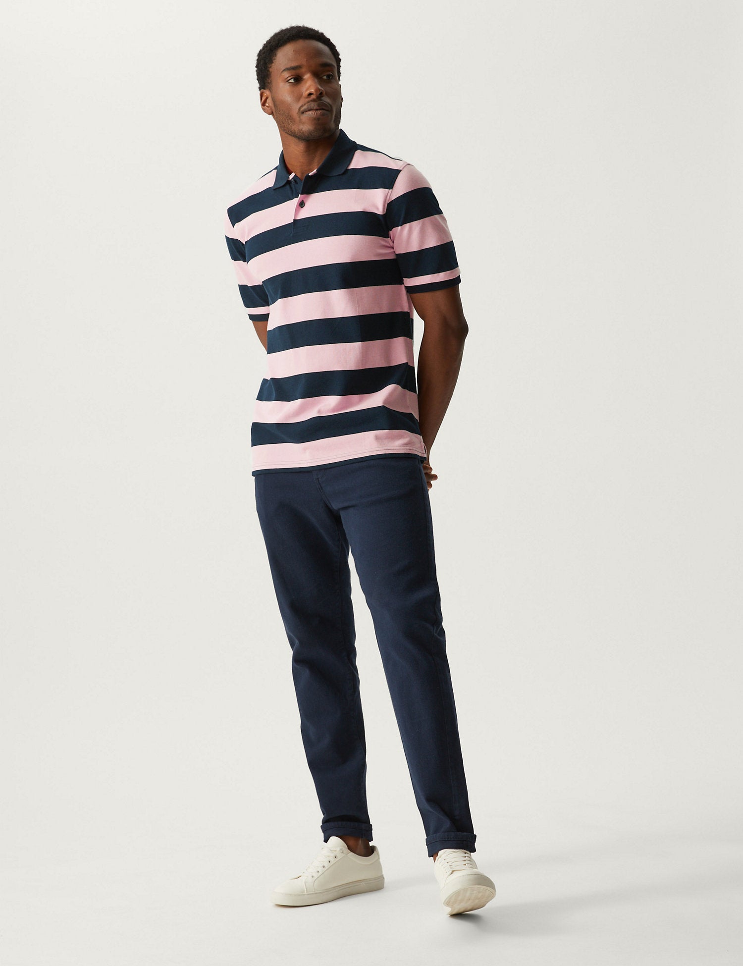Pure Cotton Striped Polo Shirt