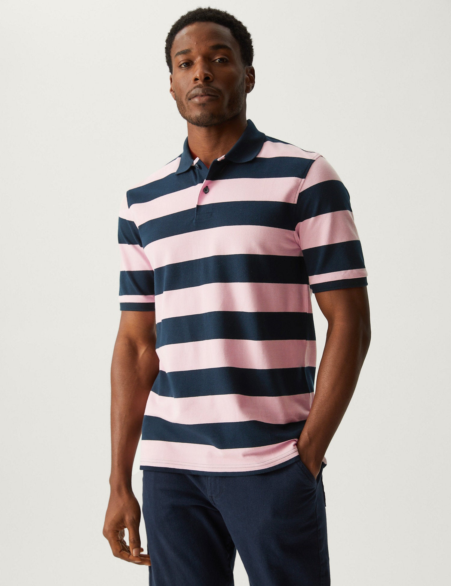 Pure Cotton Striped Polo Shirt