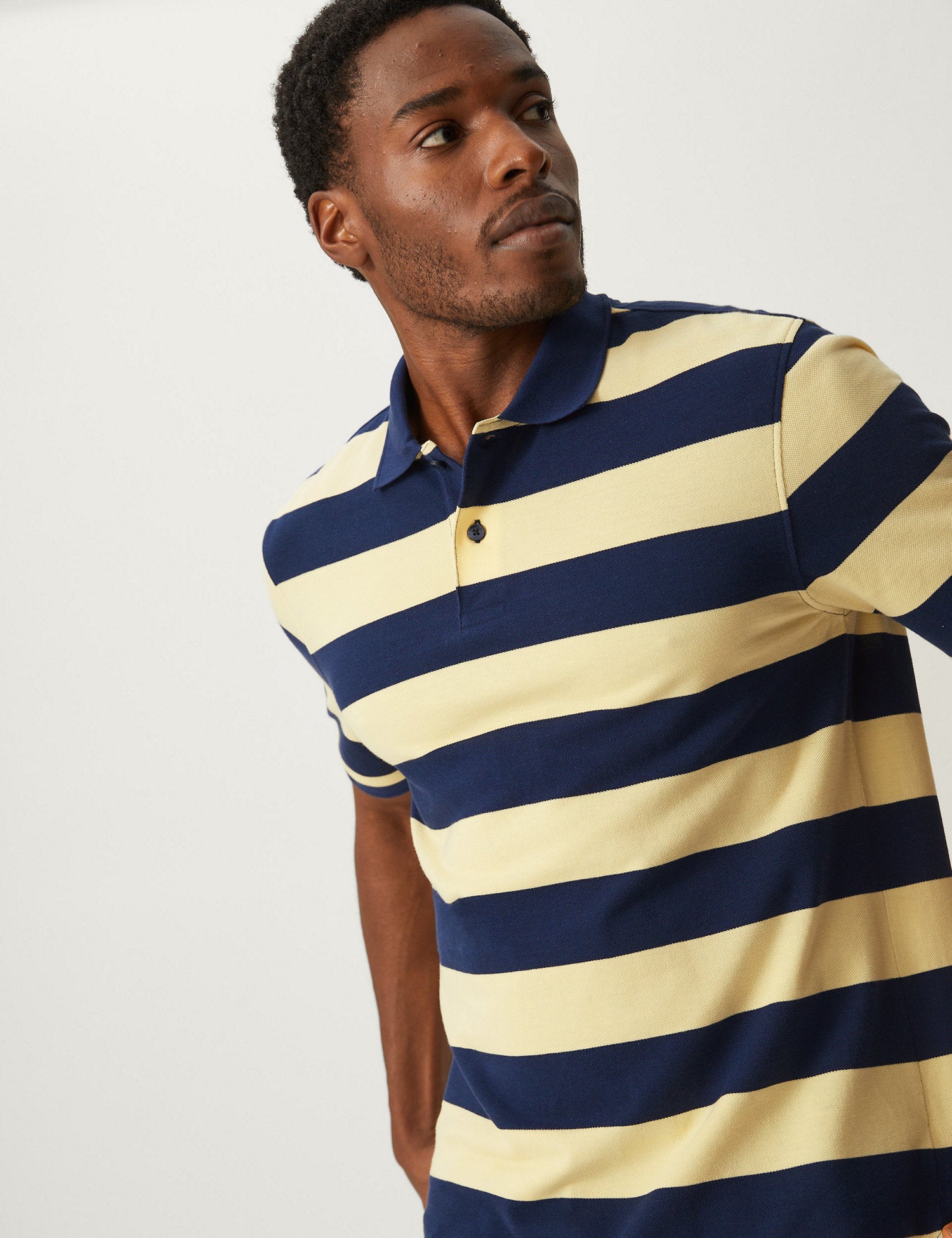 Pure Cotton Striped Polo Shirt