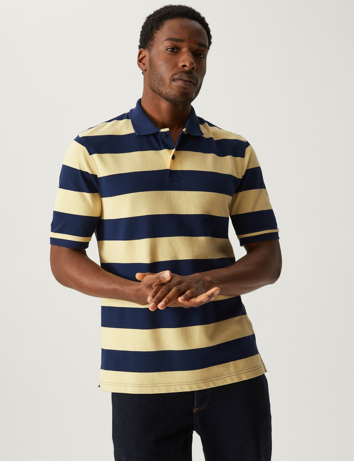 Pure Cotton Striped Polo Shirt