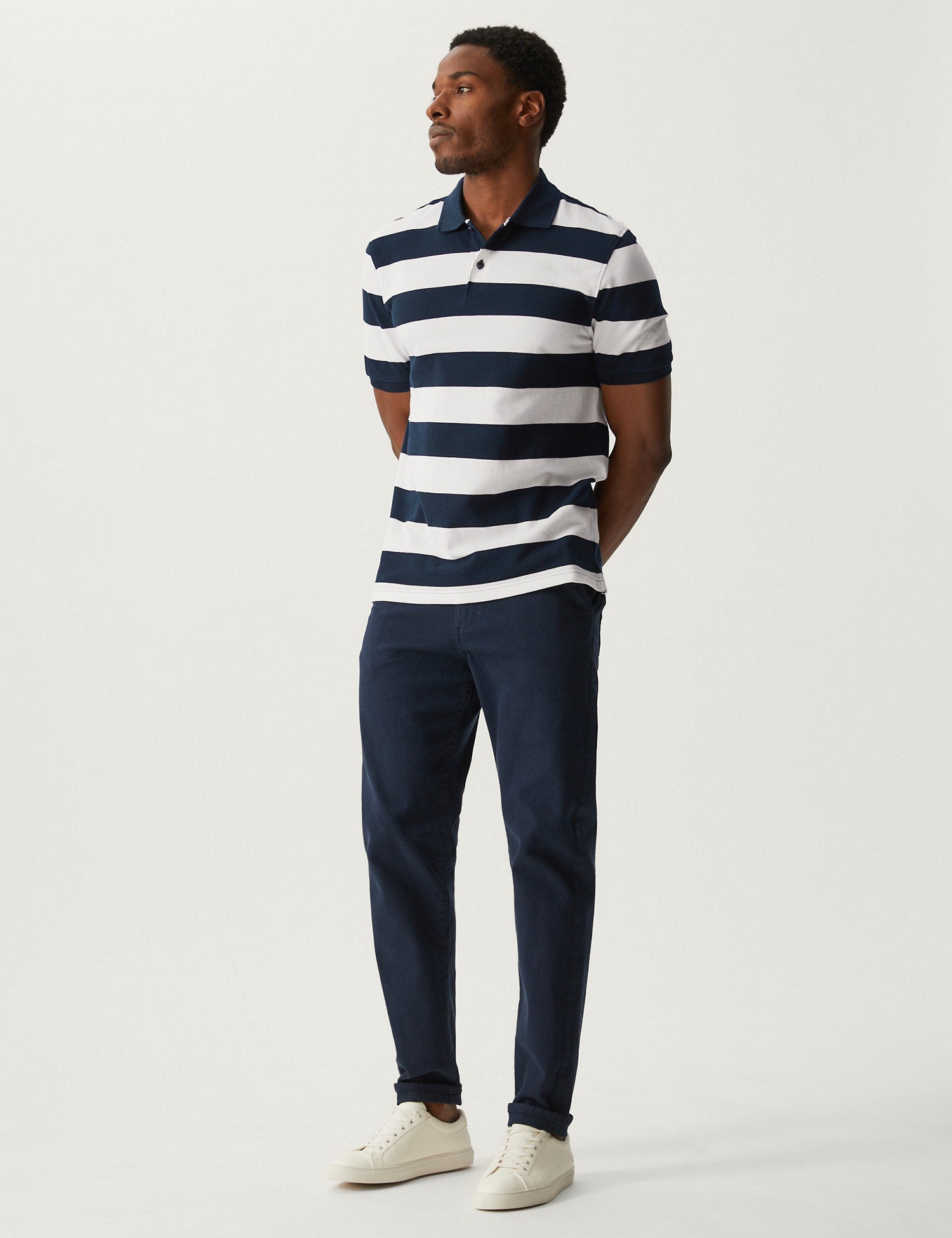 Pure Cotton Striped Polo Shirt