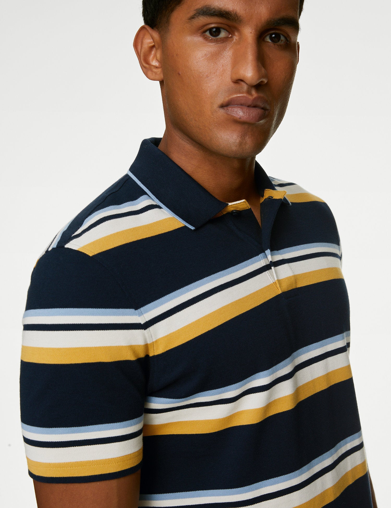 Pure Cotton Striped Polo Shirt