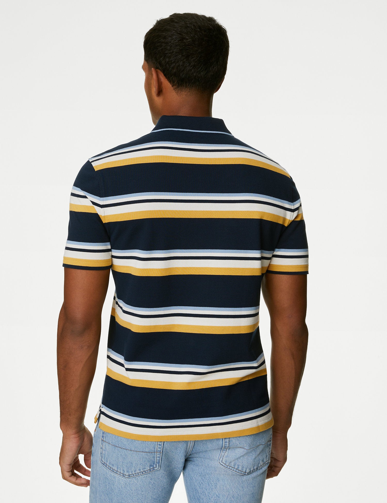 Pure Cotton Striped Polo Shirt