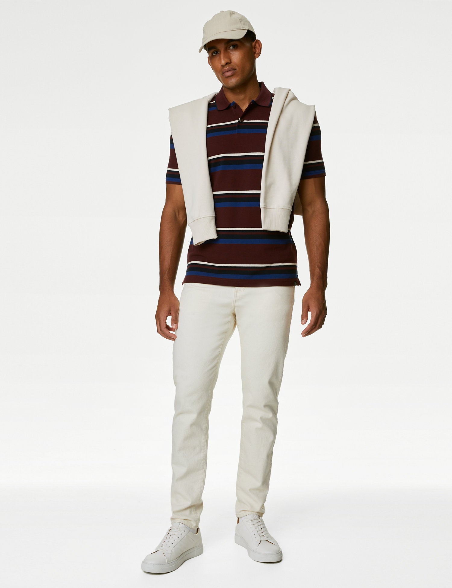 Pure Cotton Striped Polo Shirt
