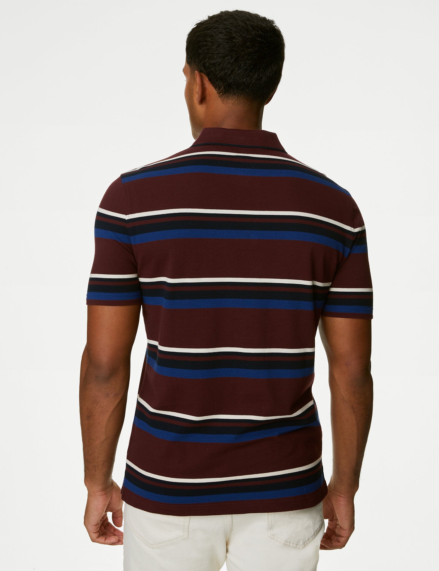 Pure Cotton Striped Polo Shirt