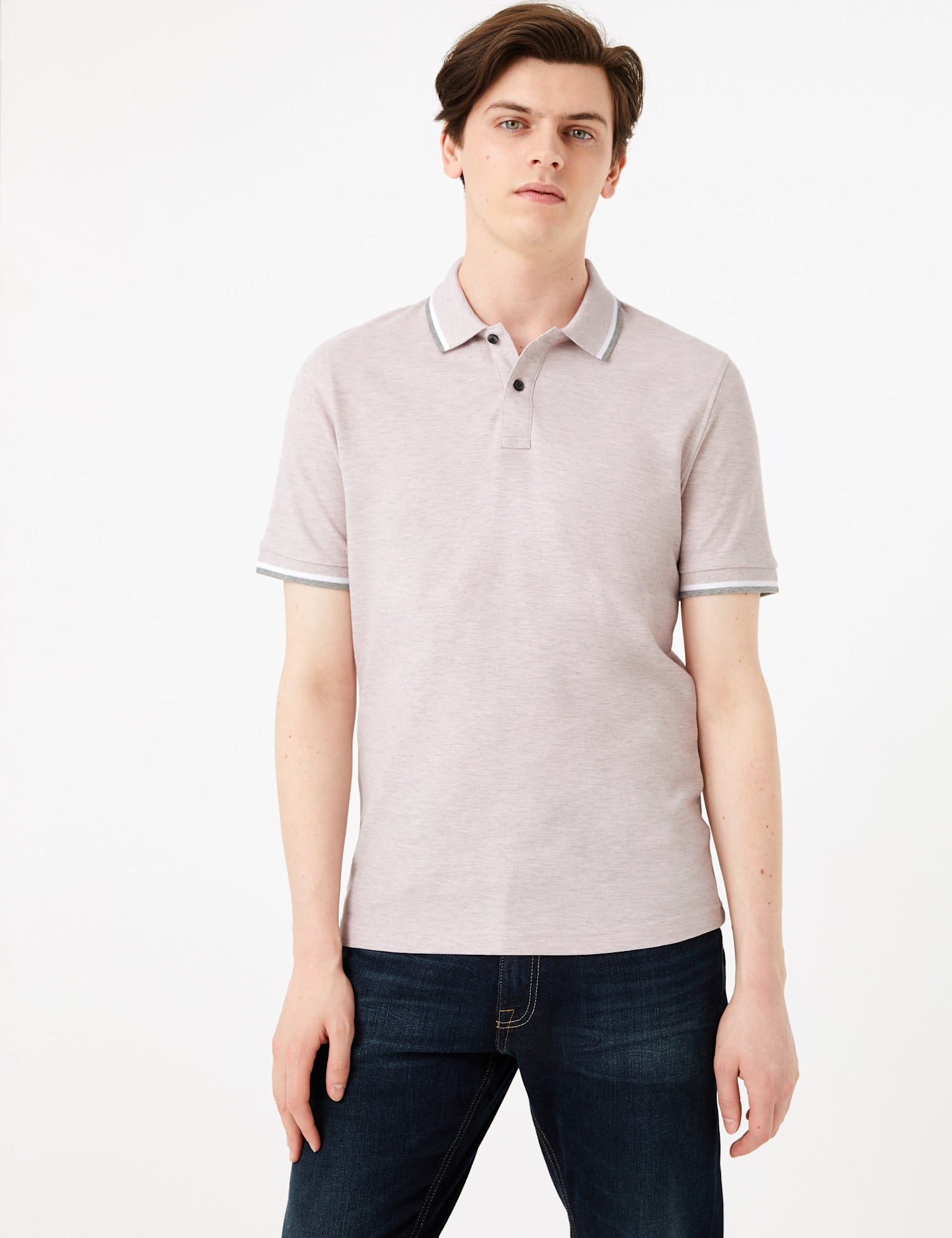 Pure Cotton Wide Tipped Polo Shirt