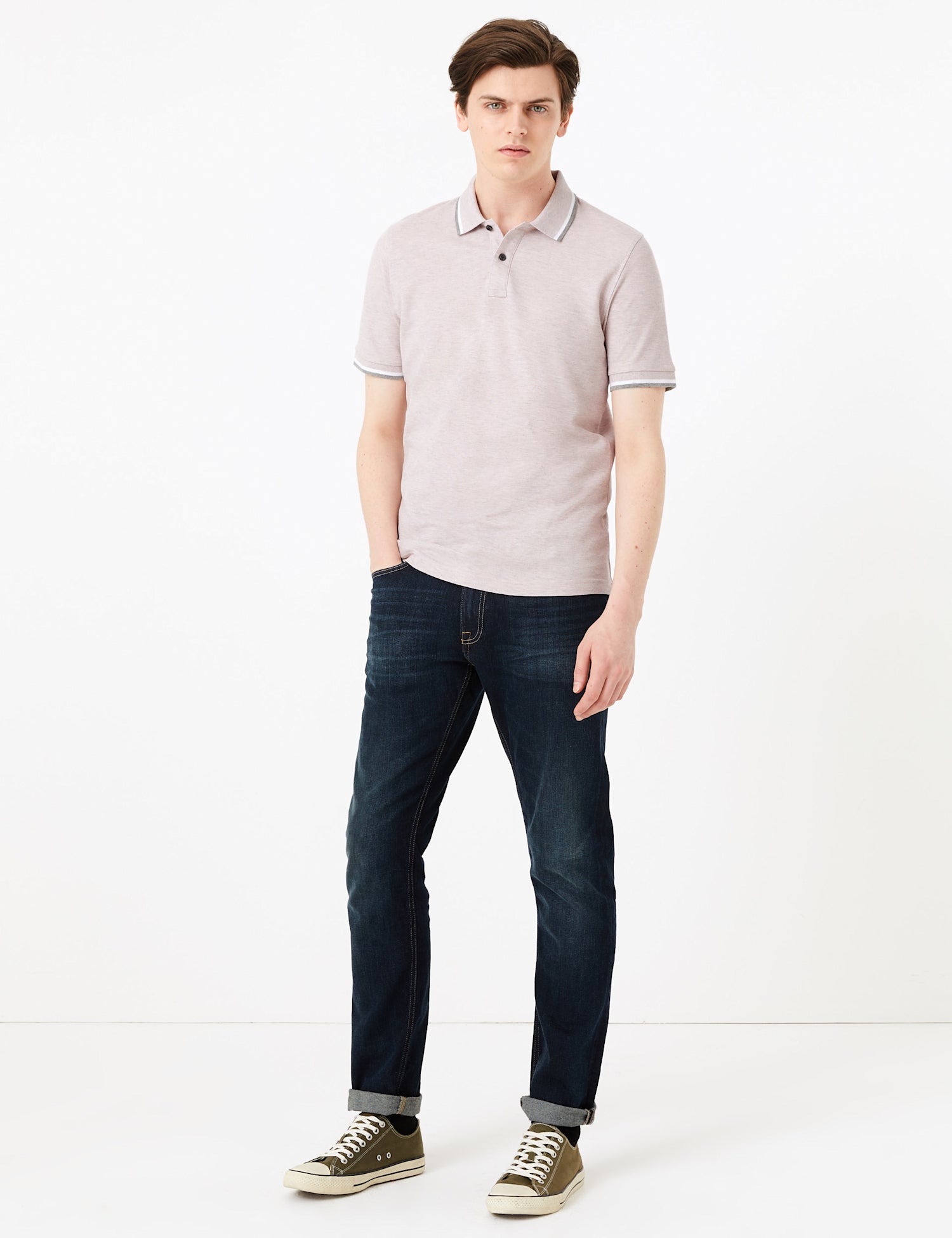 Pure Cotton Wide Tipped Polo Shirt