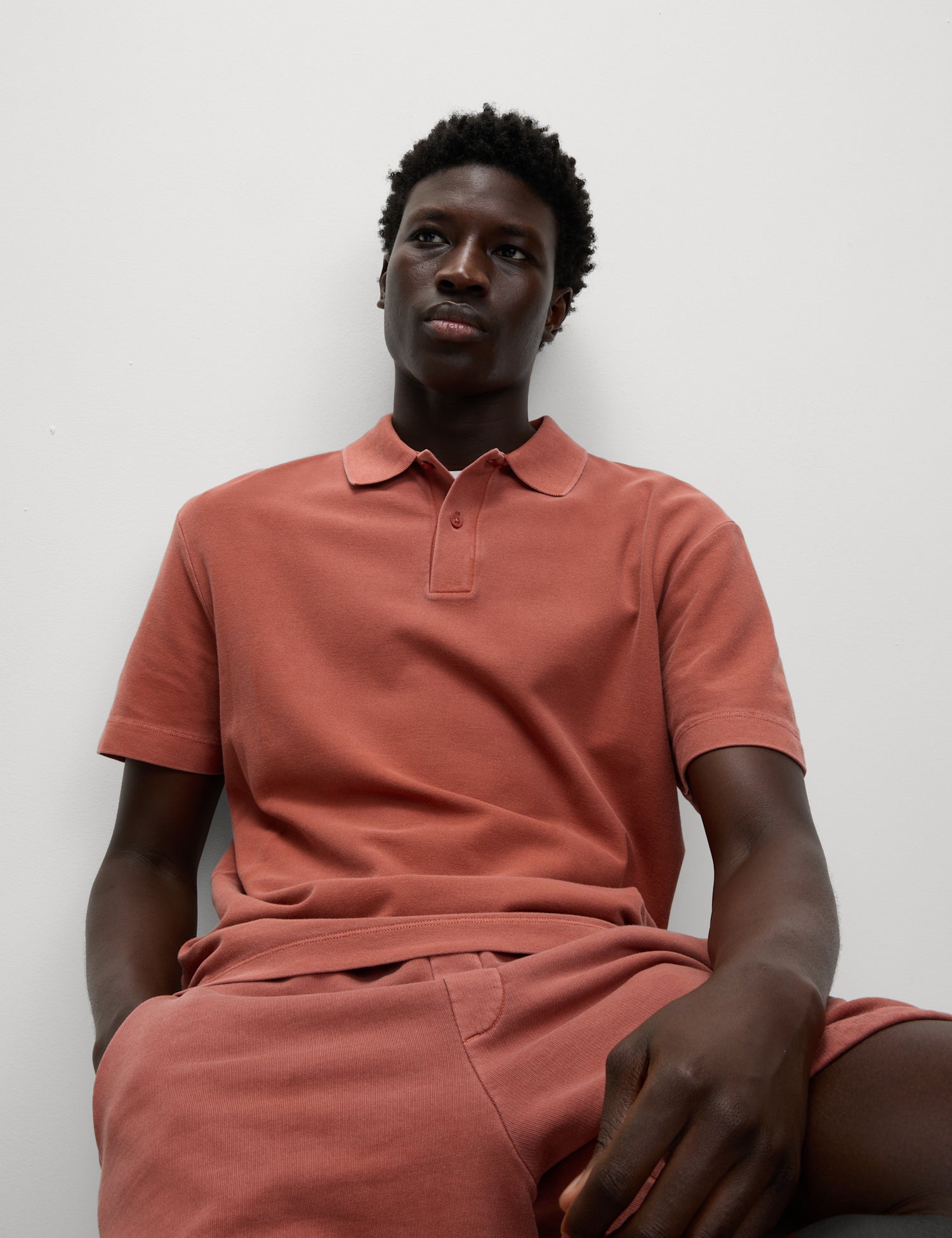 Cotton Blend Garment Dyed Polo Shirt