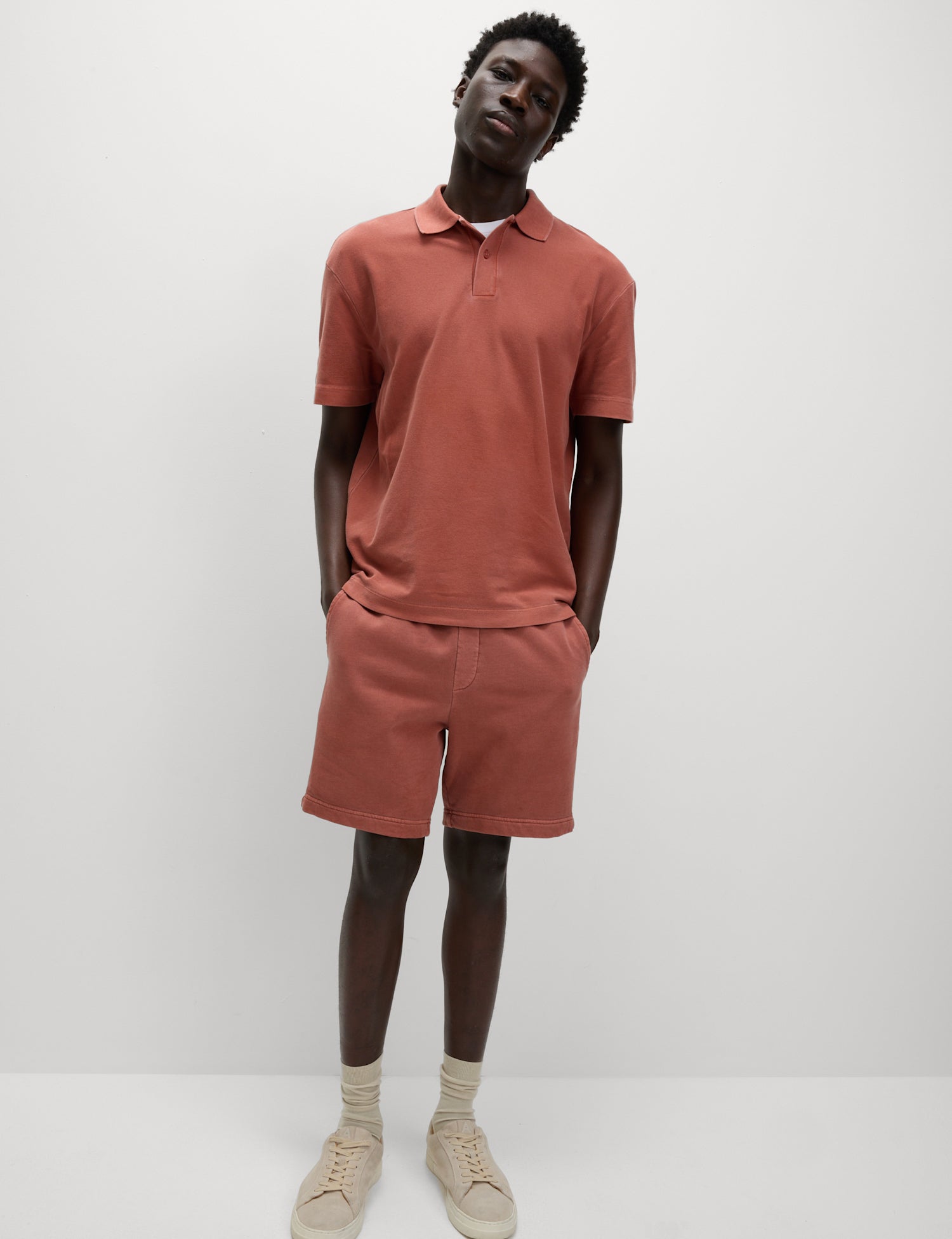 Cotton Blend Garment Dyed Polo Shirt